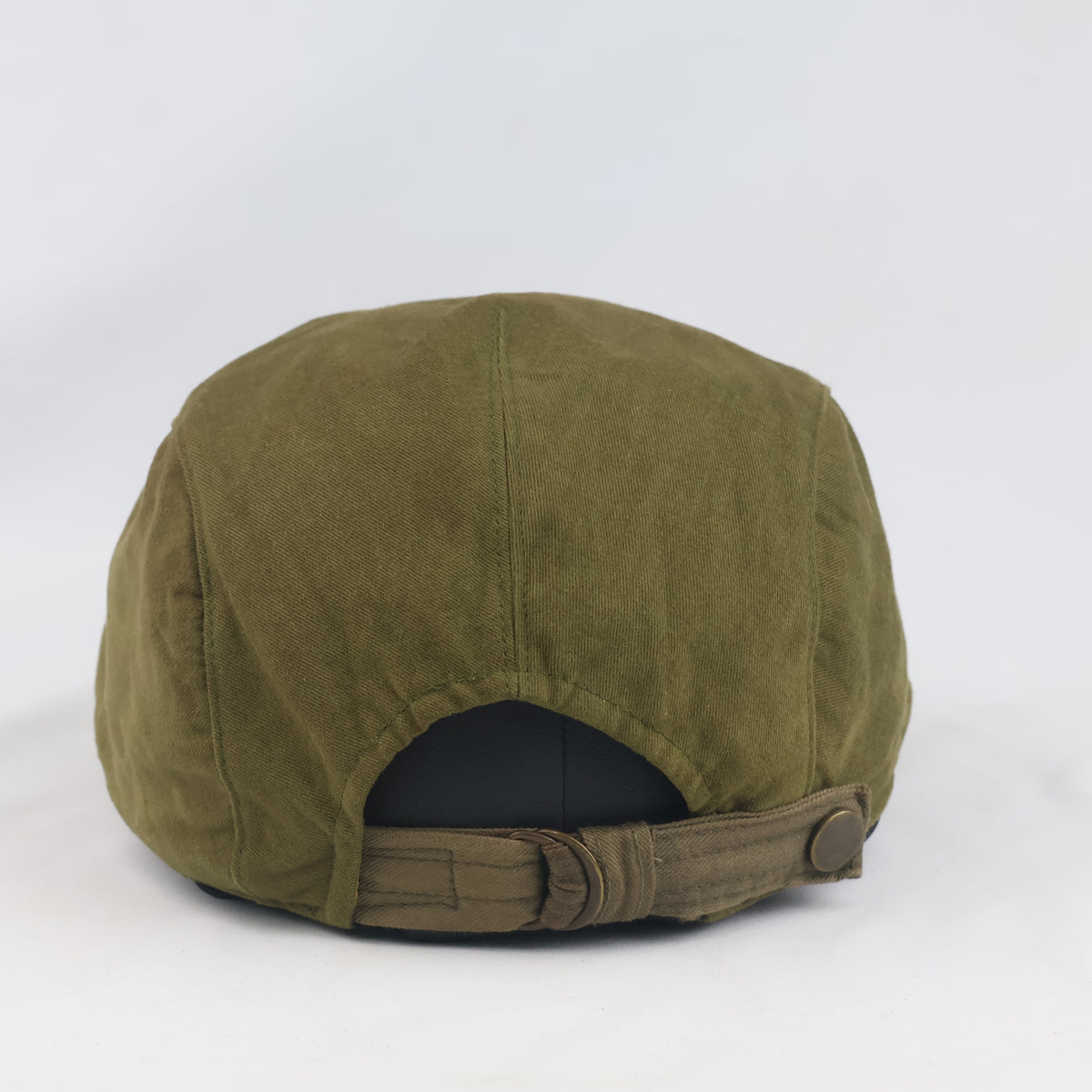 Thrifted 8IGHT SECONDS Khaki Olive Flat Cap | Yellow Lined Ivy Hat (58-60cm) | 10295
