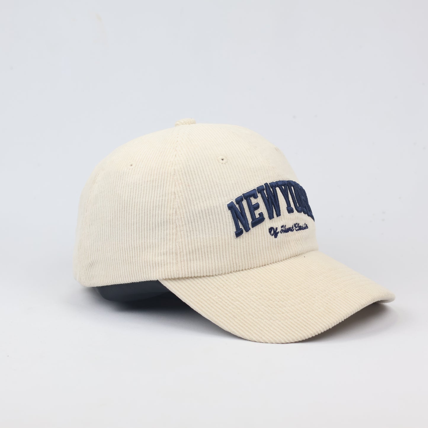 SPAO Cream Corduroy "New York" Embroidered Thrifted Baseball Cap