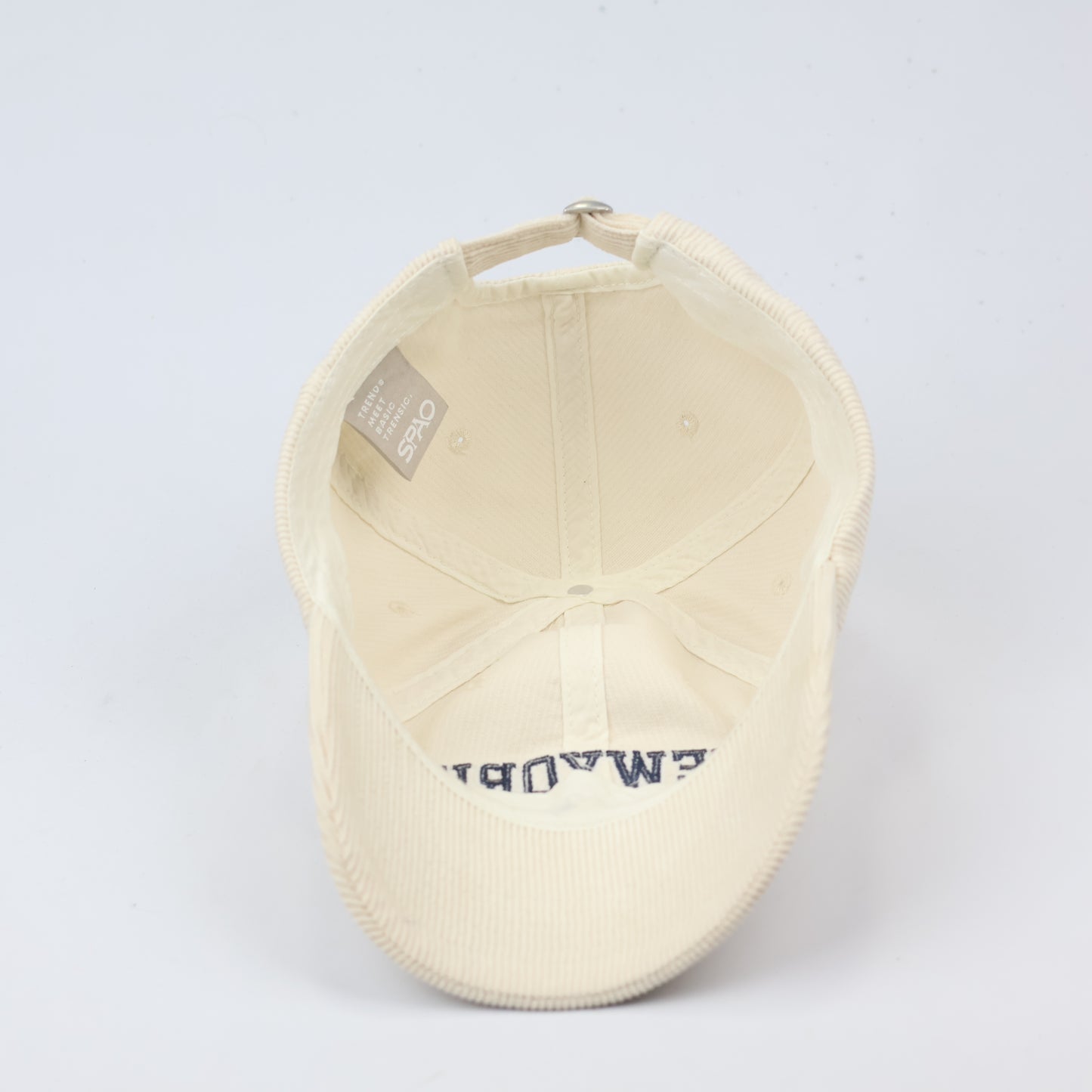 SPAO Cream Corduroy "New York" Embroidered Thrifted Baseball Cap