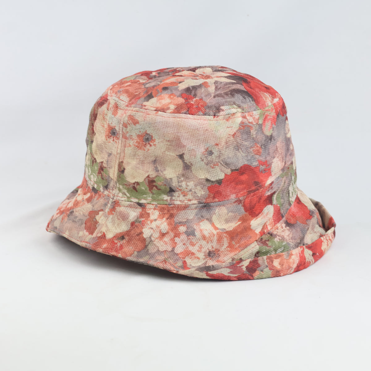 Thrifted Floral Cotton Winter Fisherman Hat (57-58 cm)