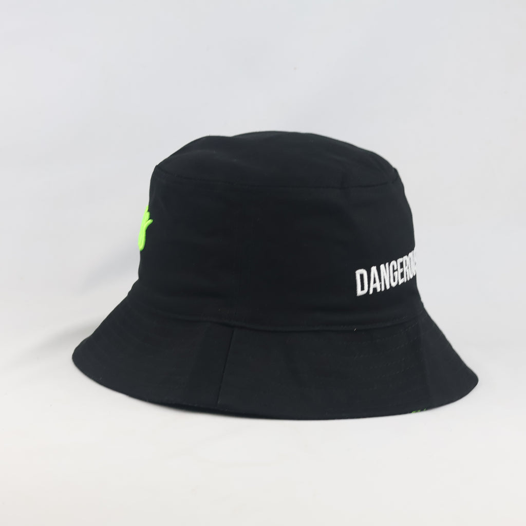 Thrifted Sour Puss Neon Crossbones Bucket Hat | Y2K Streetwear Sun Hat (58-59cm)