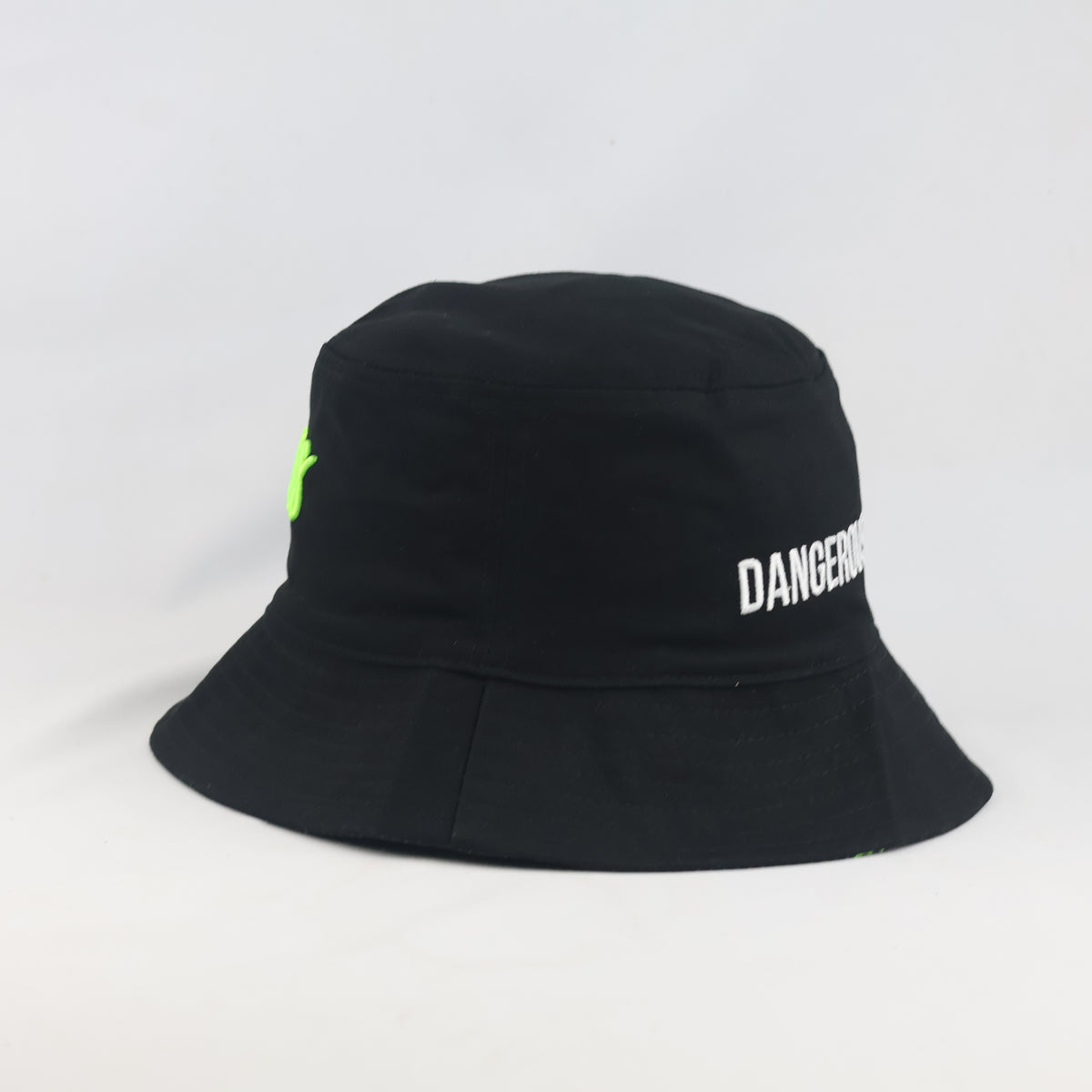 Thrifted Sour Puss Neon Crossbones Bucket Hat | Y2K Streetwear Sun Hat (58-59cm)