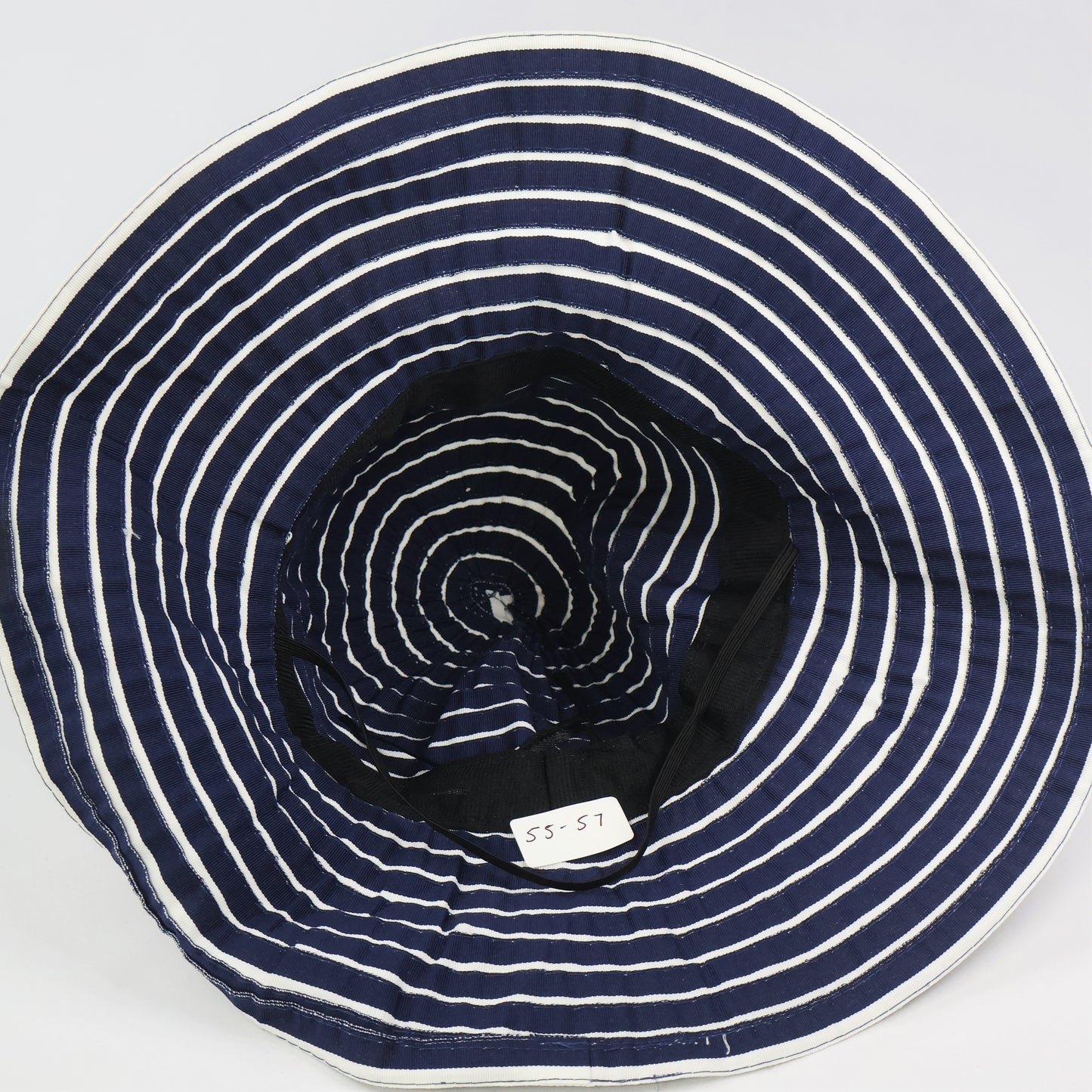 Floppy Striped Sun Hat with Bow - Navy & White