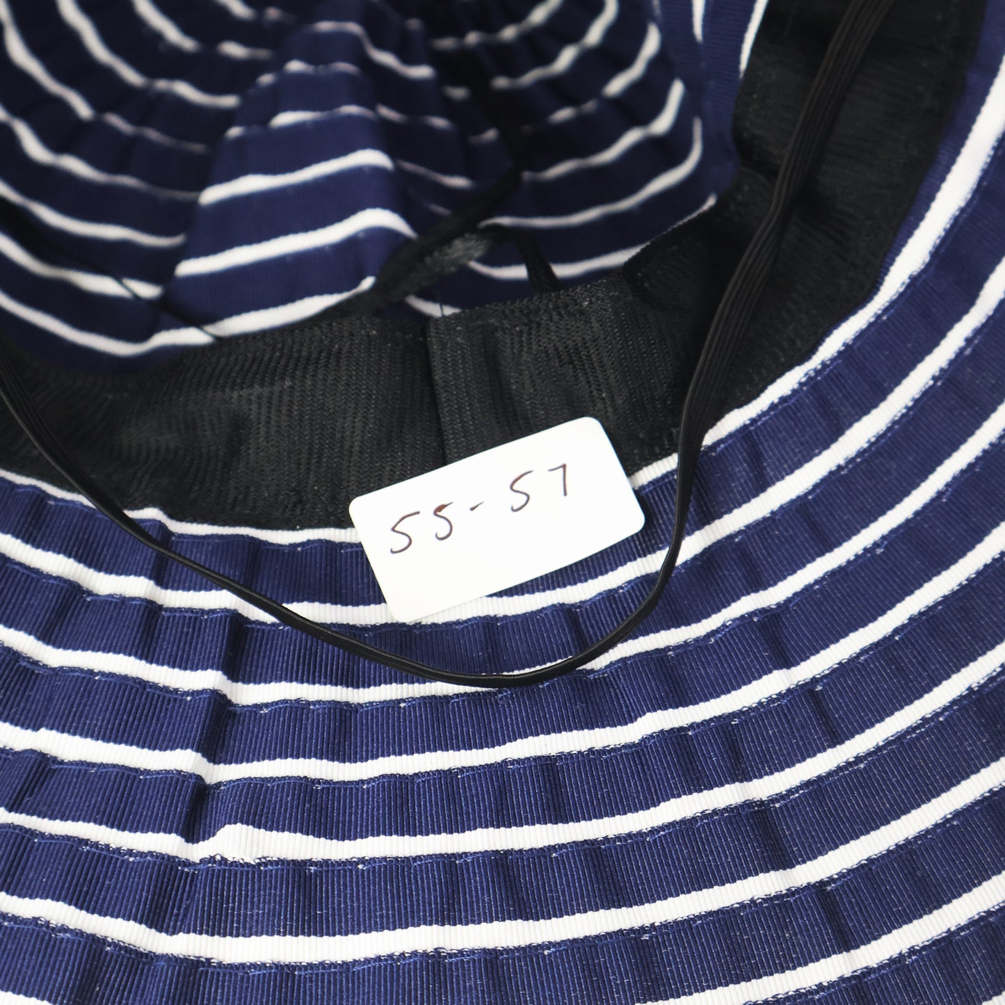 Floppy Striped Sun Hat with Bow - Navy & White