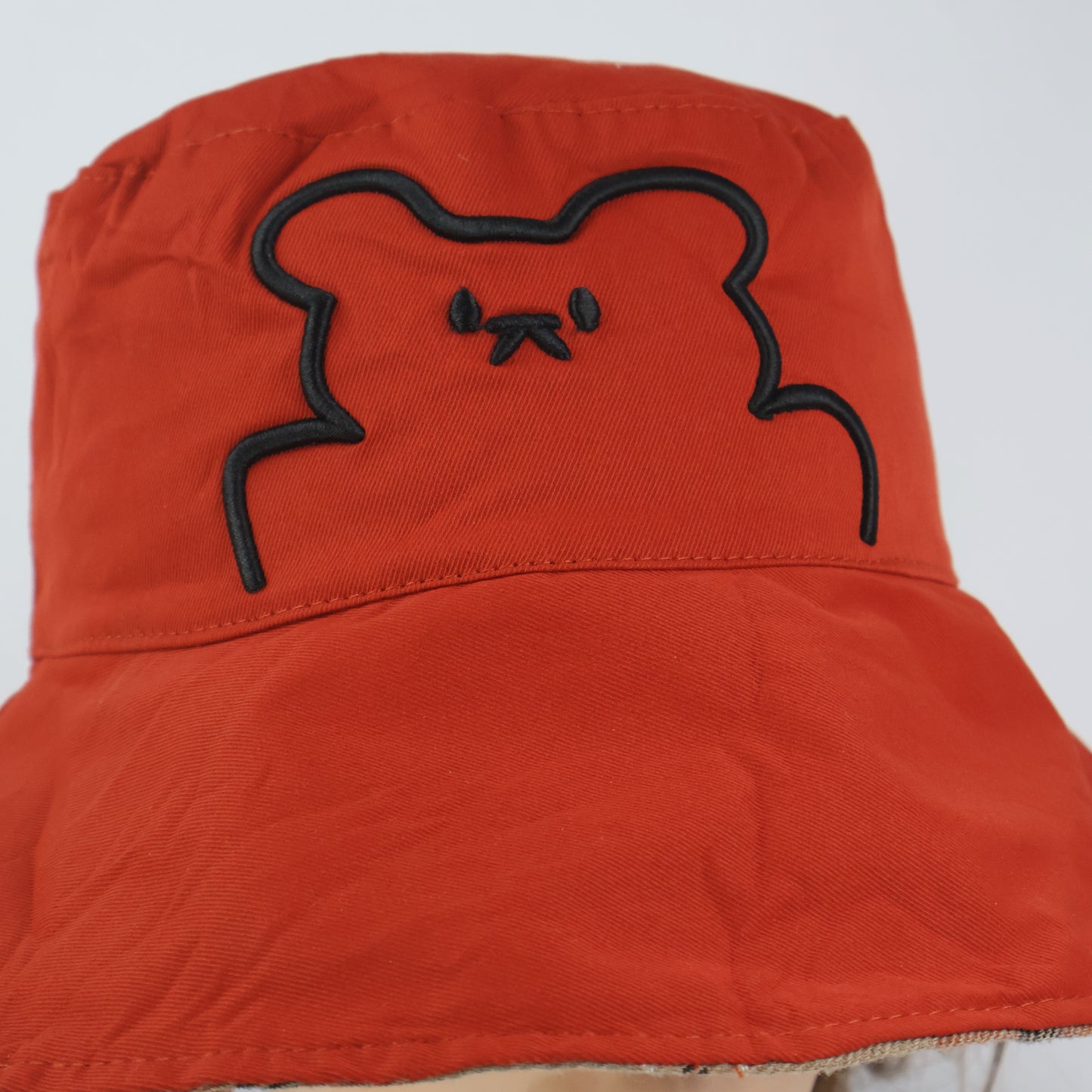 Reversible Bucket Hat - Orange & Plaid (56-58cm)