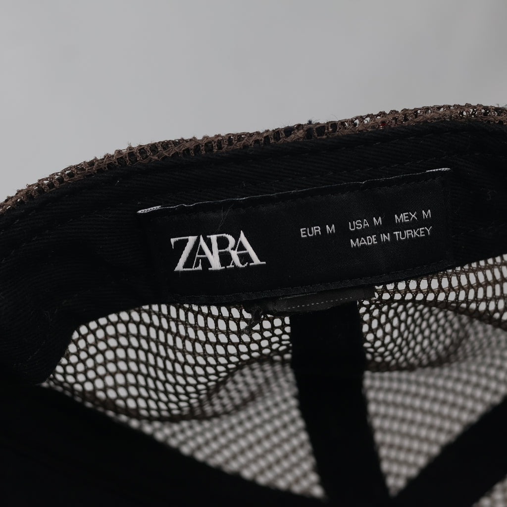 Zara Ready to Relax Brown Mesh Thrifted Trucker Hat