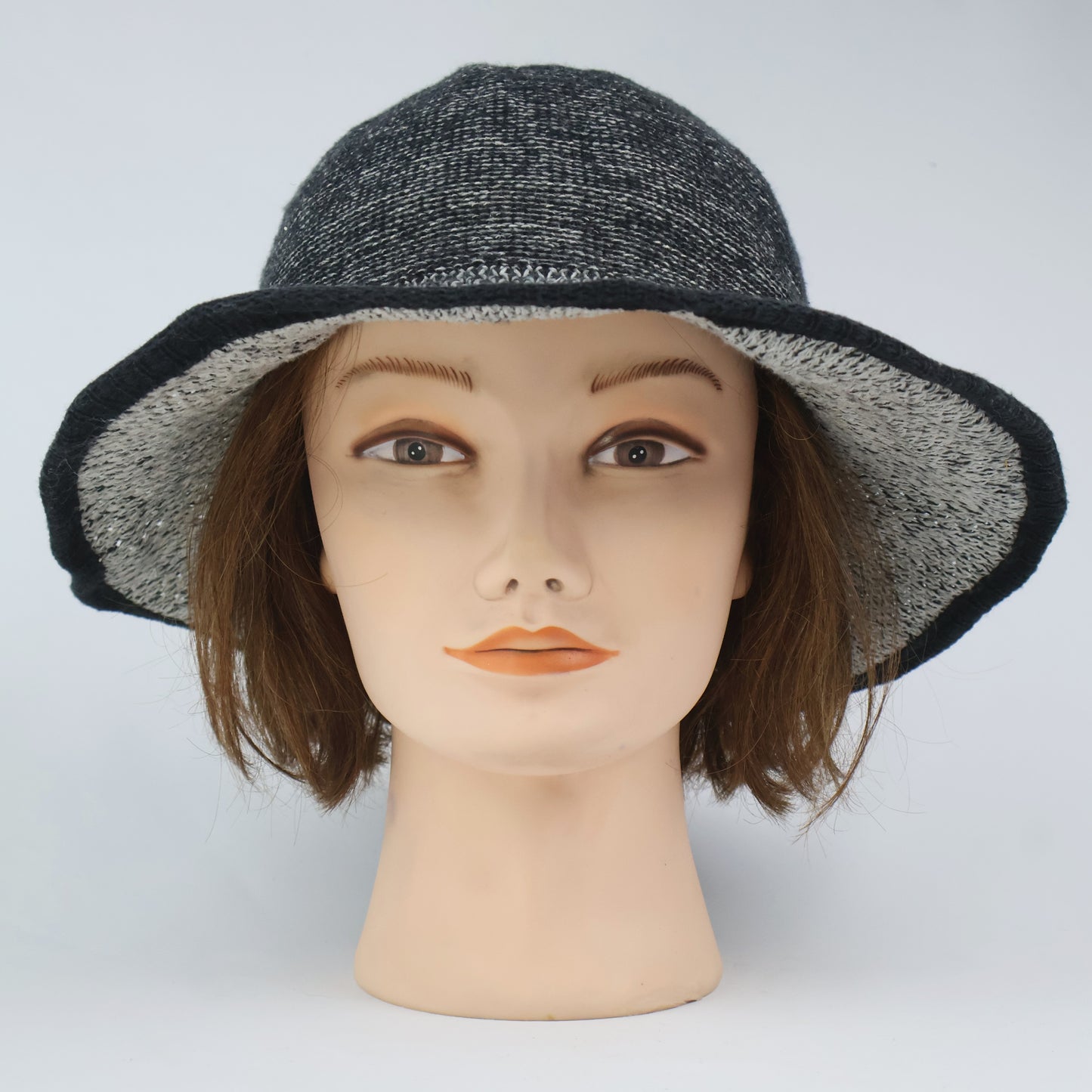 "BELLINI" Two-Tone Knit Sun Hat - Charcoal/Grey