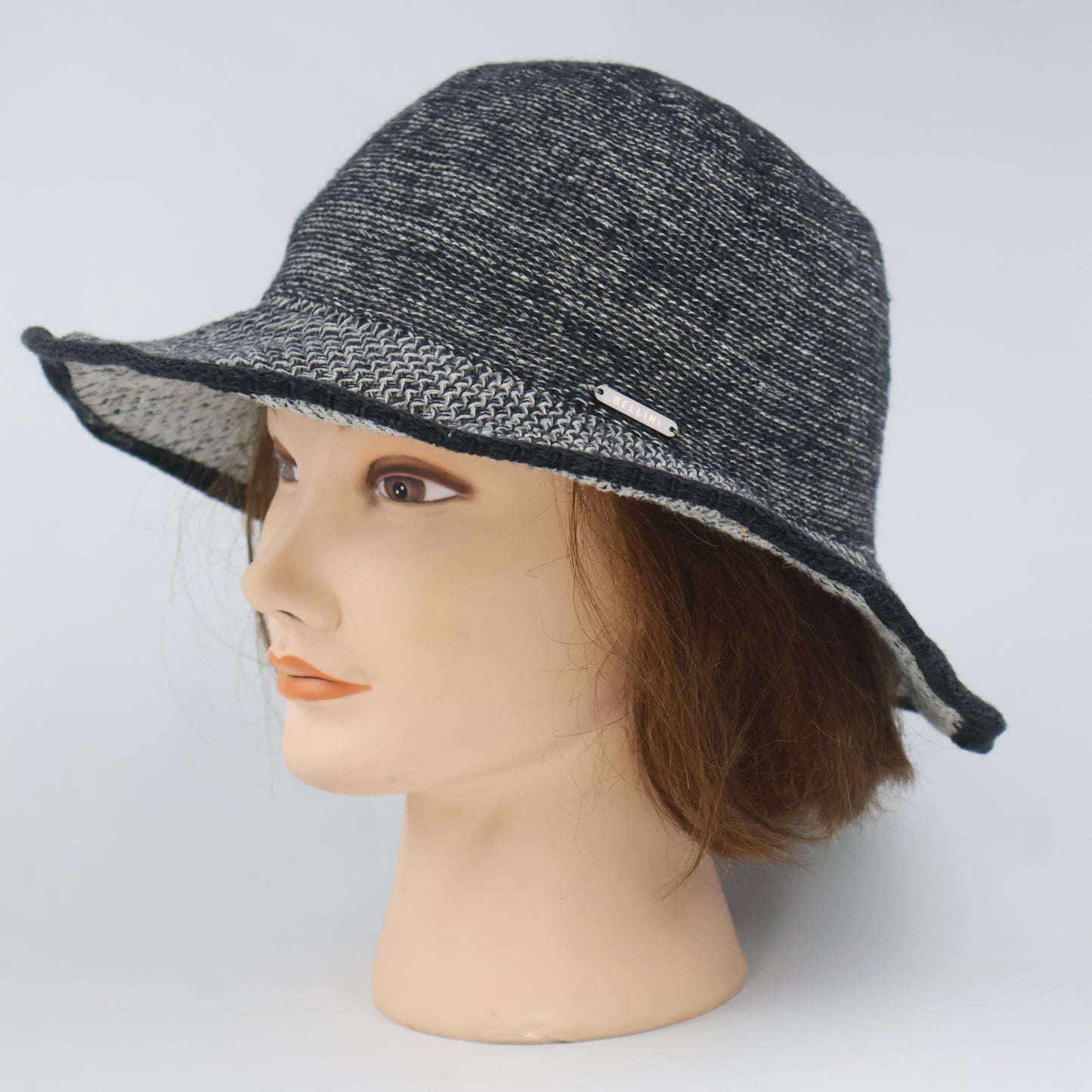 "BELLINI" Two-Tone Knit Sun Hat - Charcoal/Grey
