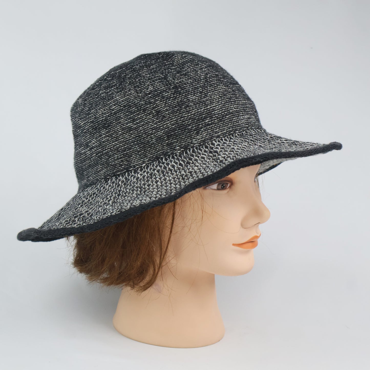 "BELLINI" Two-Tone Knit Sun Hat - Charcoal/Grey