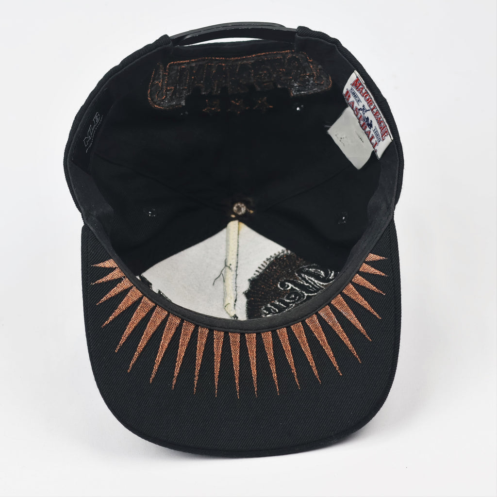 Vintage New York Yankees Thrifted Snapback - Black & Bronze Custom Embroidery