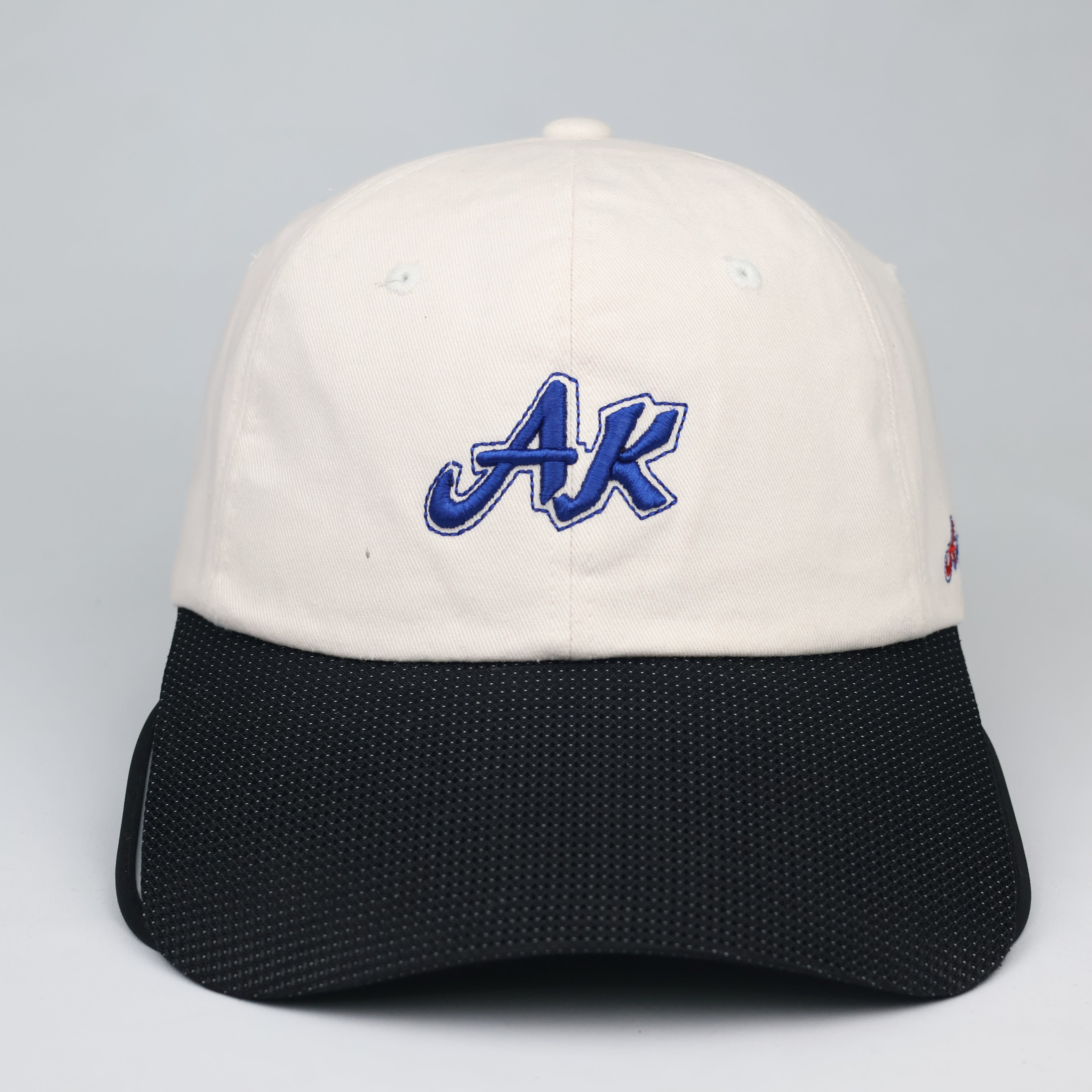 Thrifted Andre Kim Designer White Blue Embroidered Dad Hat