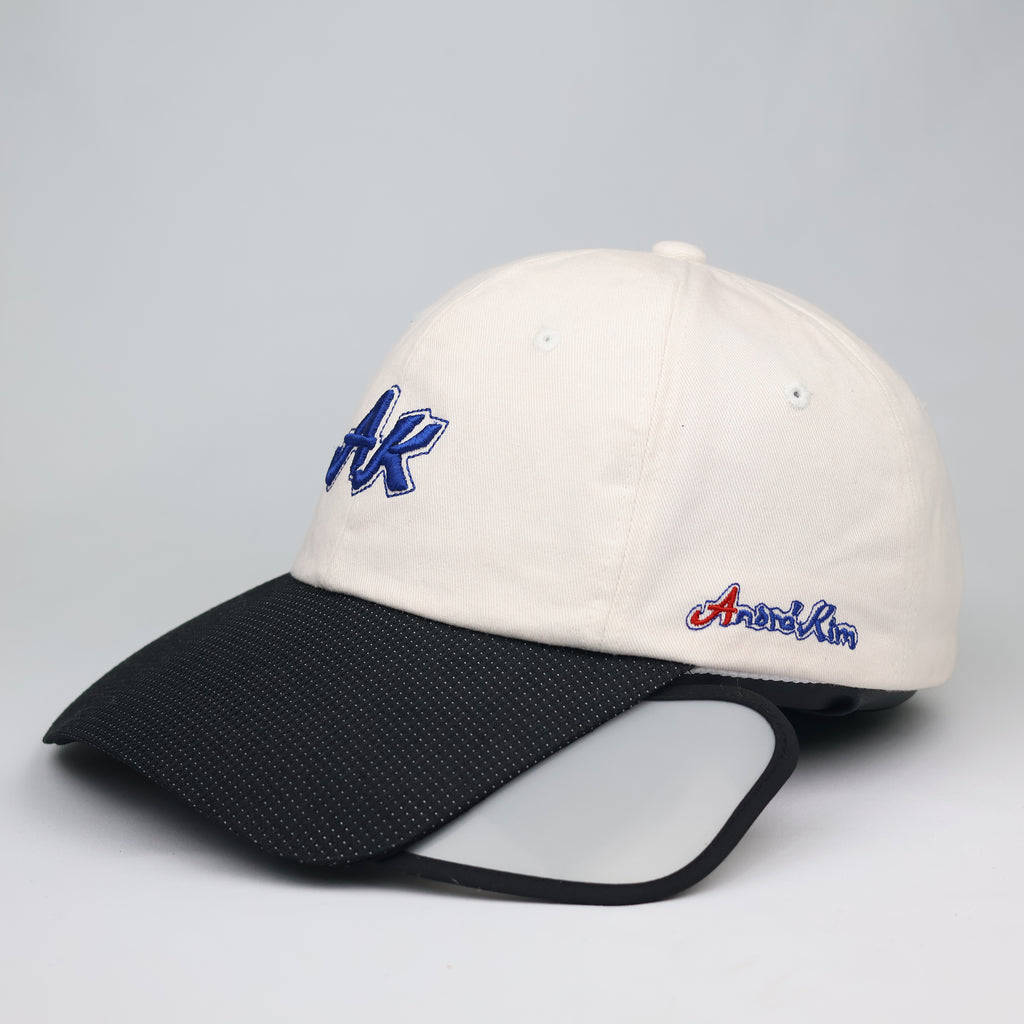 Thrifted Andre Kim Designer White Blue Embroidered Dad Hat
