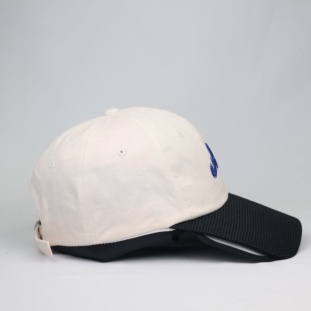 Thrifted Andre Kim Designer White Blue Embroidered Dad Hat