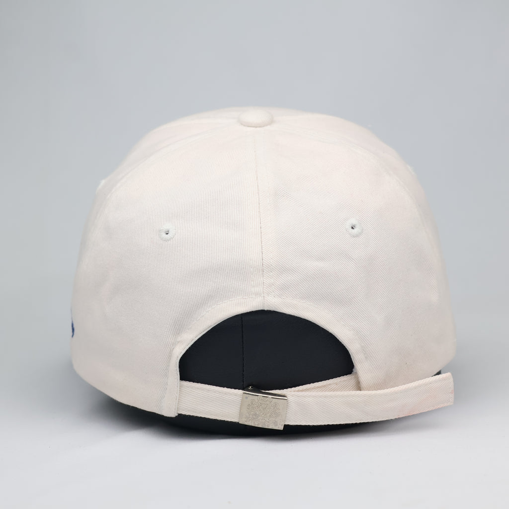 Thrifted Andre Kim Designer White Blue Embroidered Dad Hat
