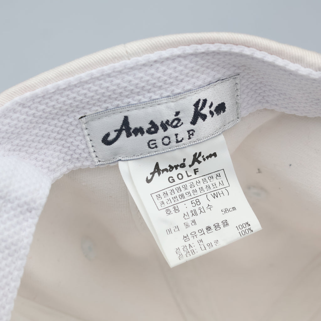 Thrifted Andre Kim Designer White Blue Embroidered Dad Hat