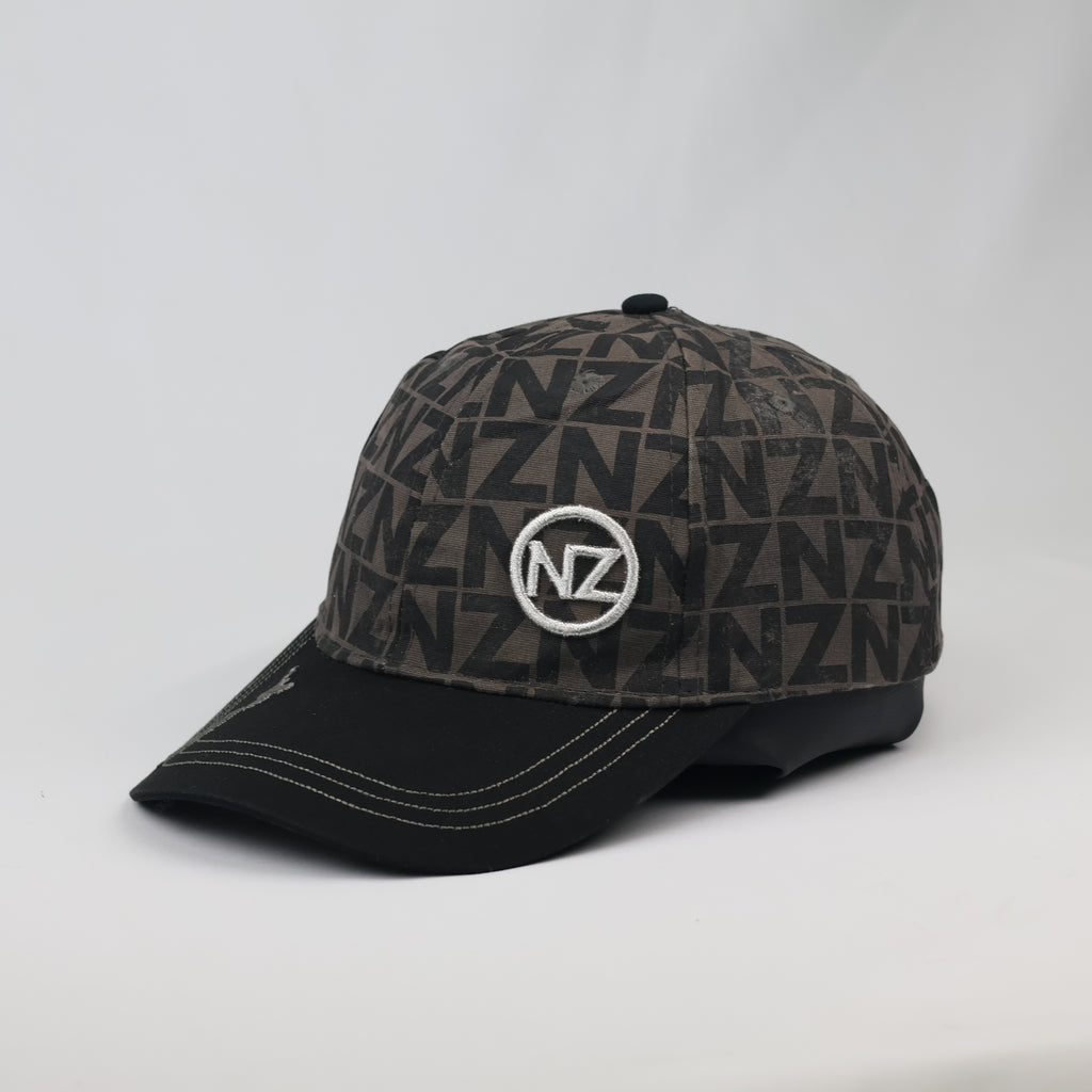 Thrifted NZ Embroidered Grey Black Monogram Dad Hat