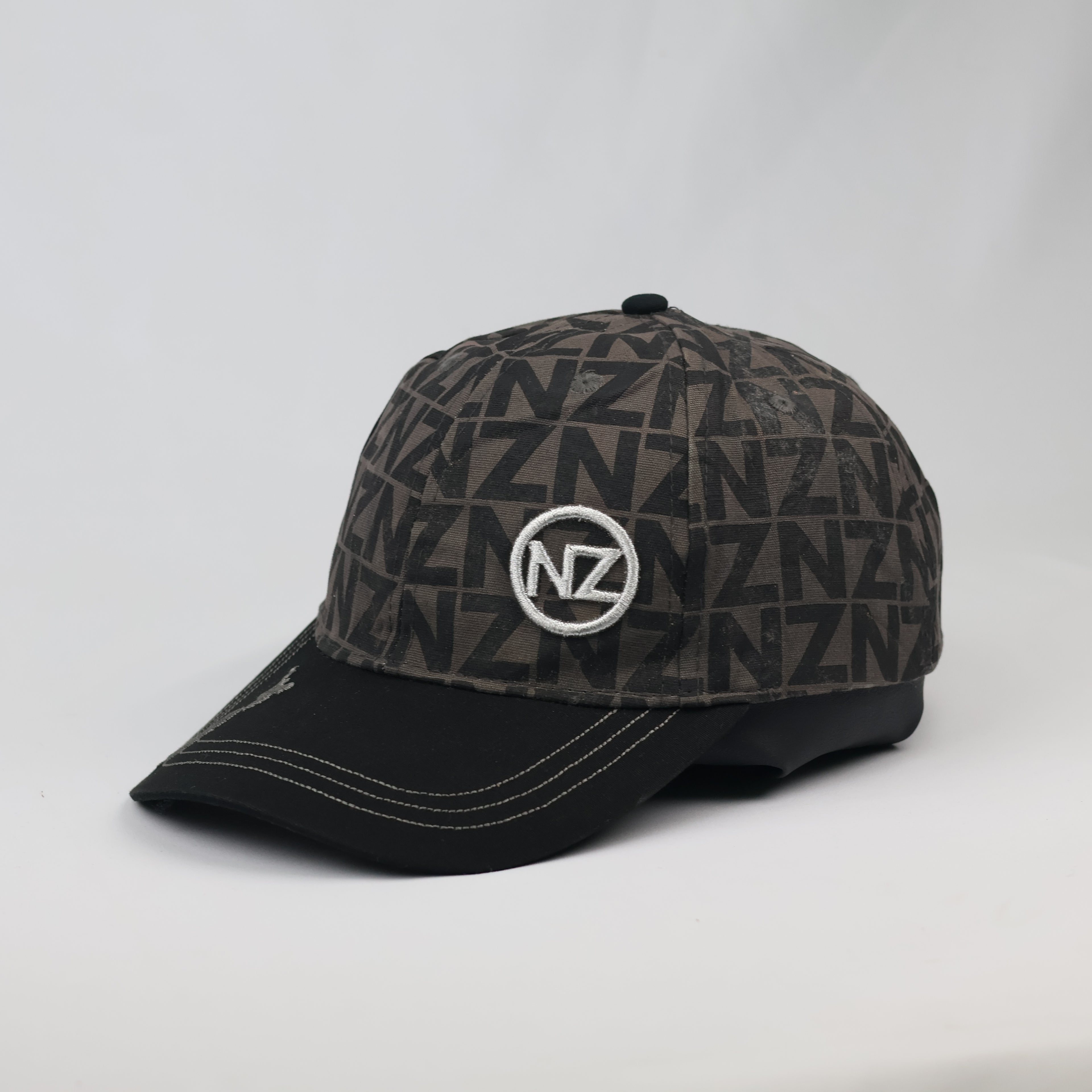 Thrifted NZ Embroidered Grey Black Monogram Dad Hat