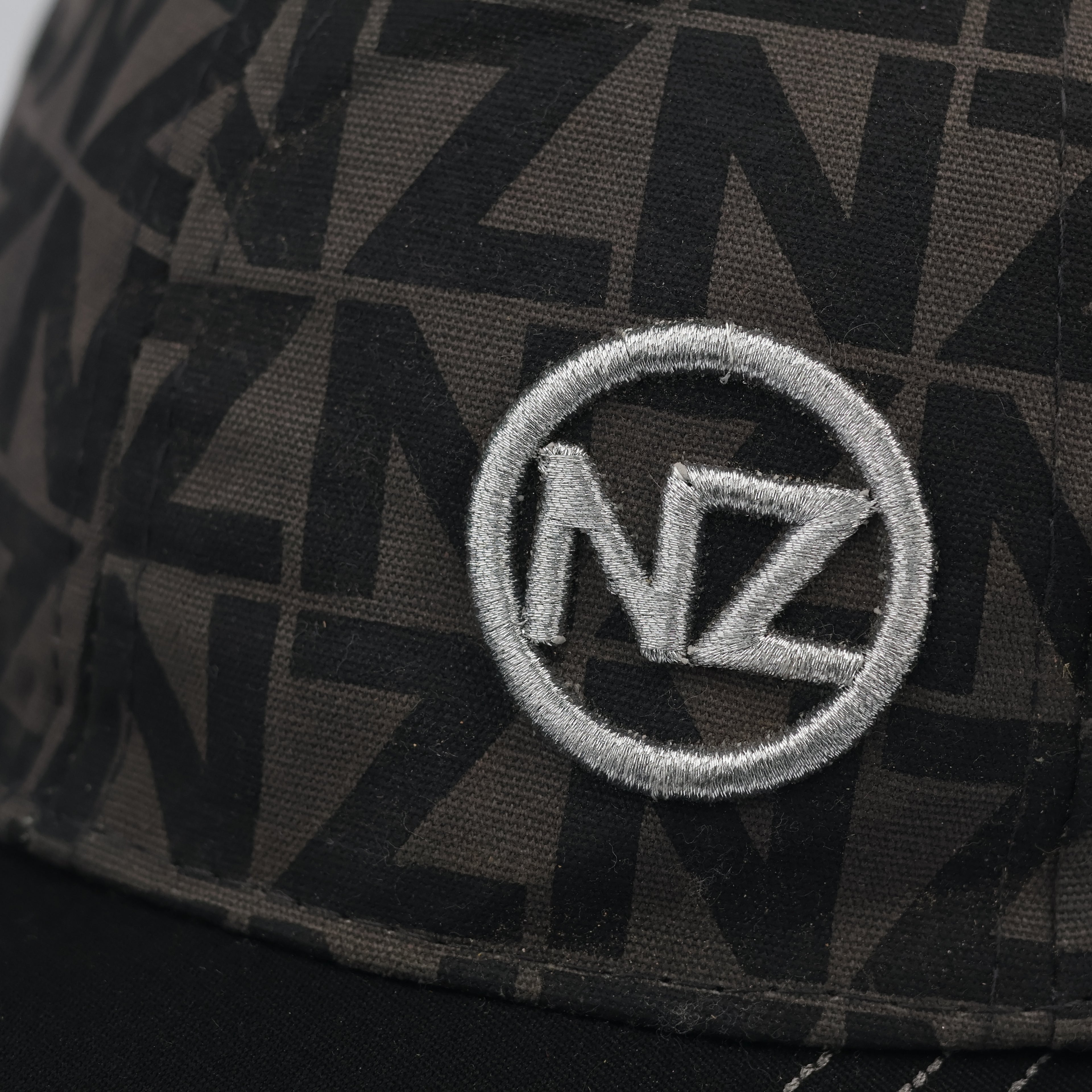 Thrifted NZ Embroidered Grey Black Monogram Dad Hat