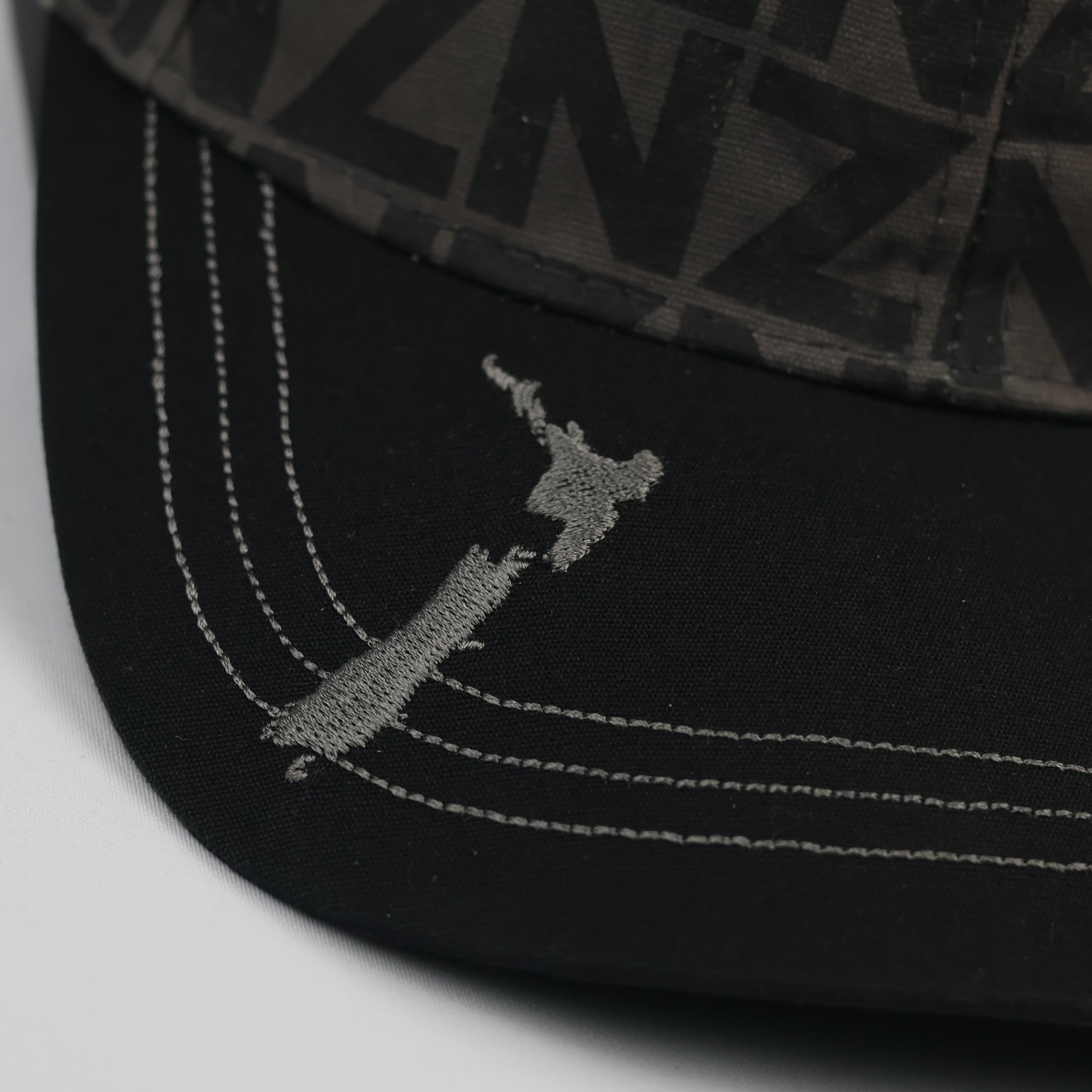 Thrifted NZ Embroidered Grey Black Monogram Dad Hat