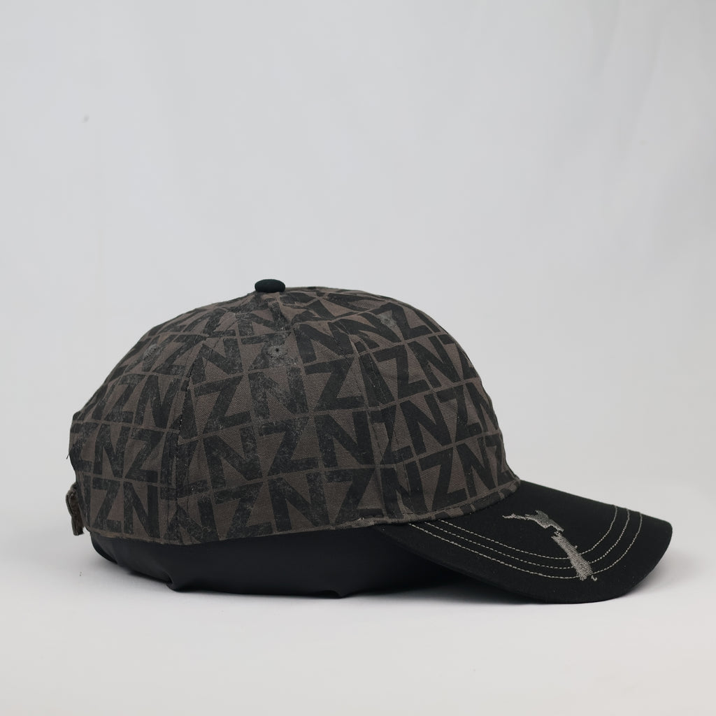 Thrifted NZ Embroidered Grey Black Monogram Dad Hat