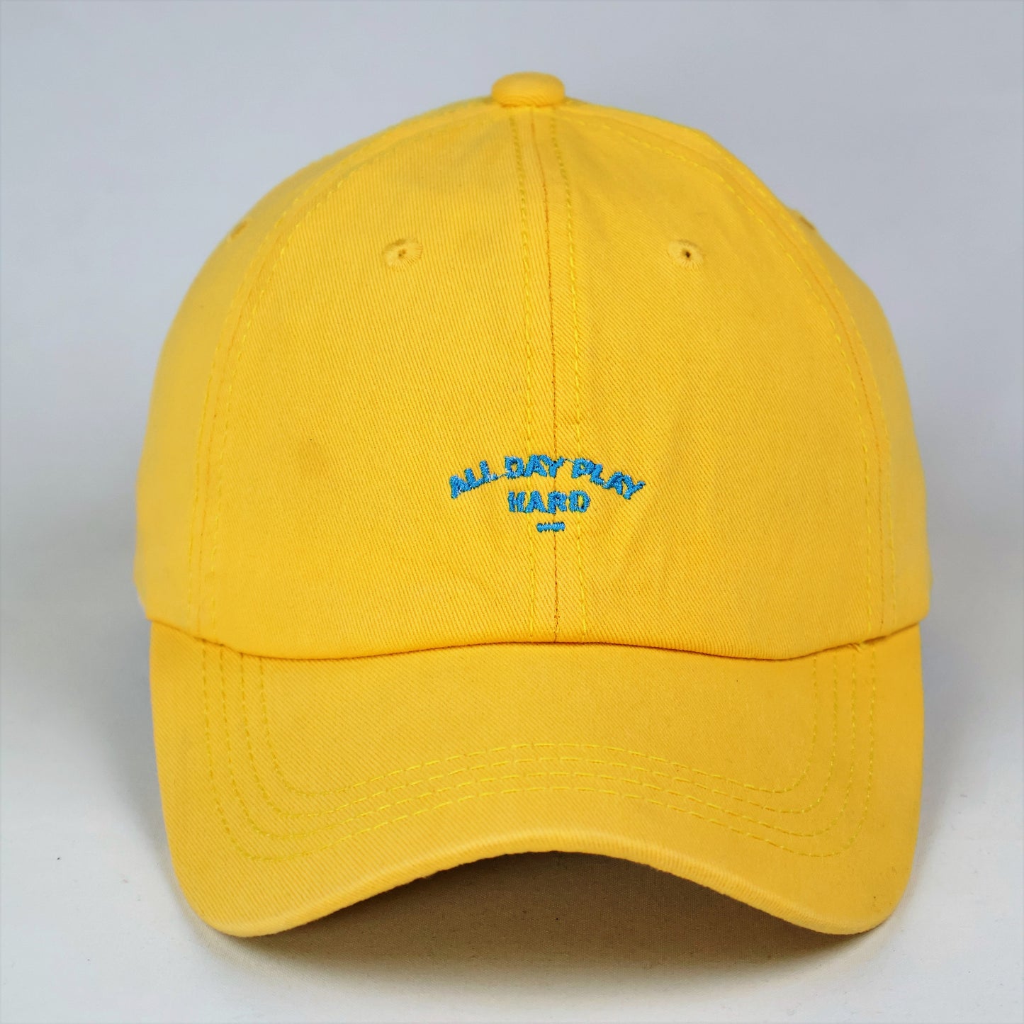 Yellow Cotton Dad Cap "ALL DAY PLAY HARD"