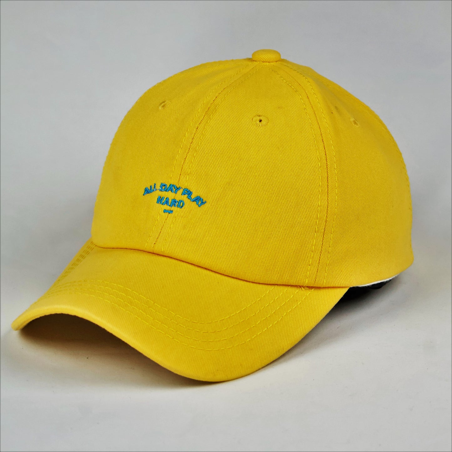 Yellow Cotton Dad Cap "ALL DAY PLAY HARD"