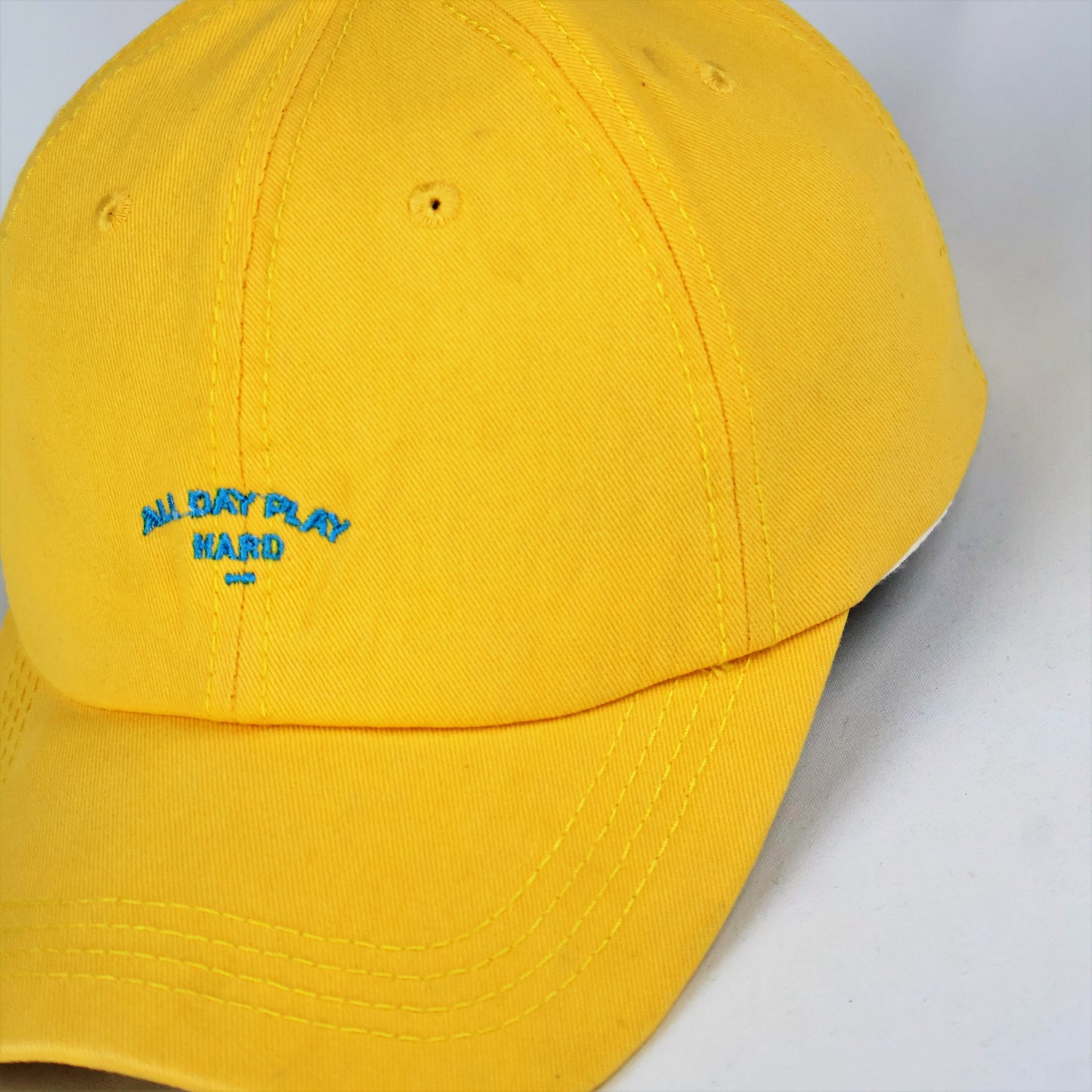 Yellow Cotton Dad Cap "ALL DAY PLAY HARD"