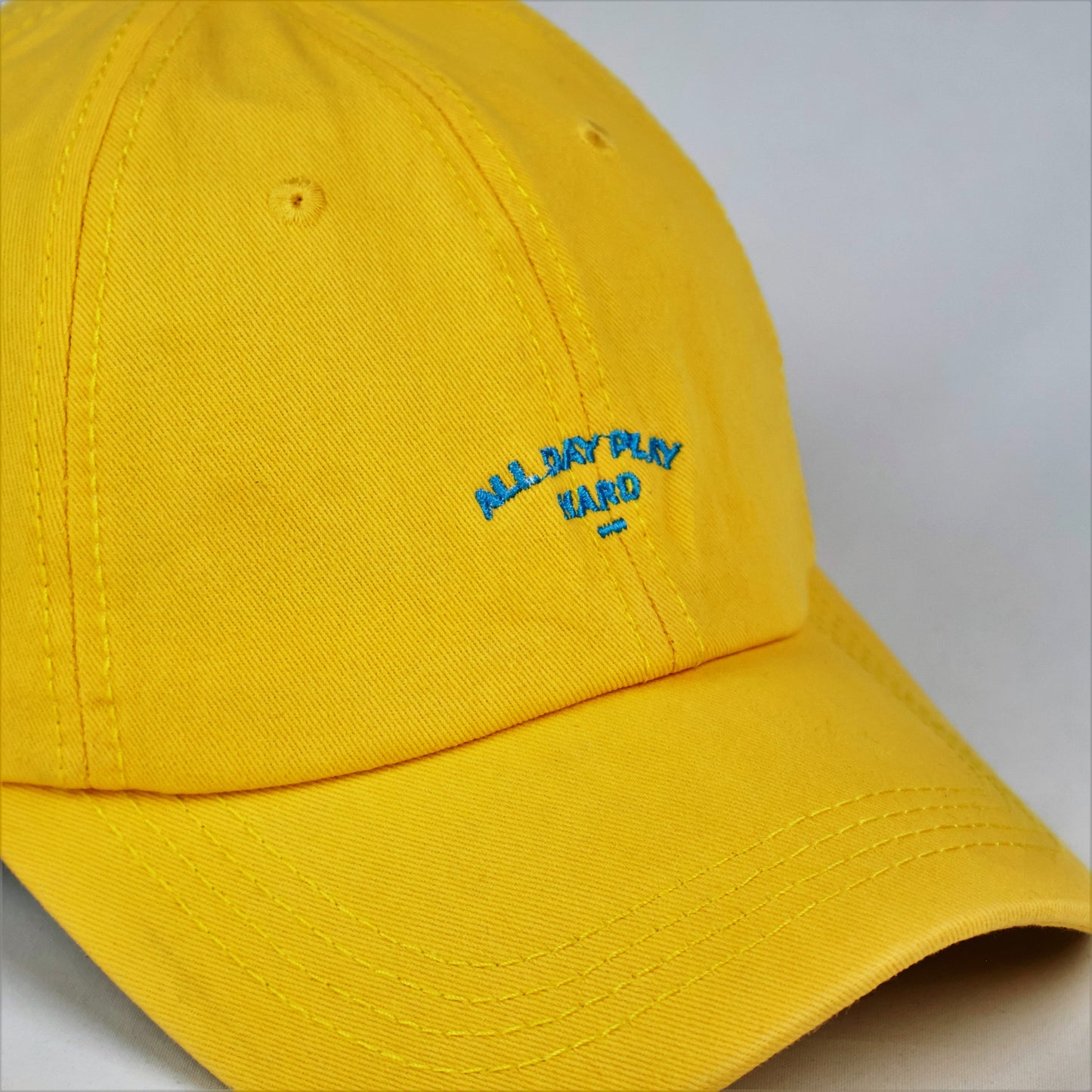 Yellow Cotton Dad Cap "ALL DAY PLAY HARD"