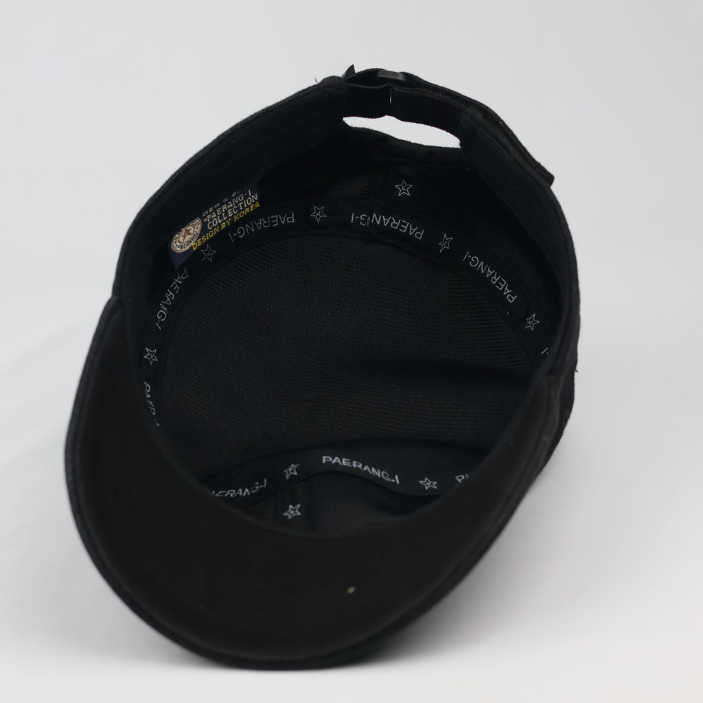 Thrifted Paerang-i Korean Design Black Patrol Cadet Hat