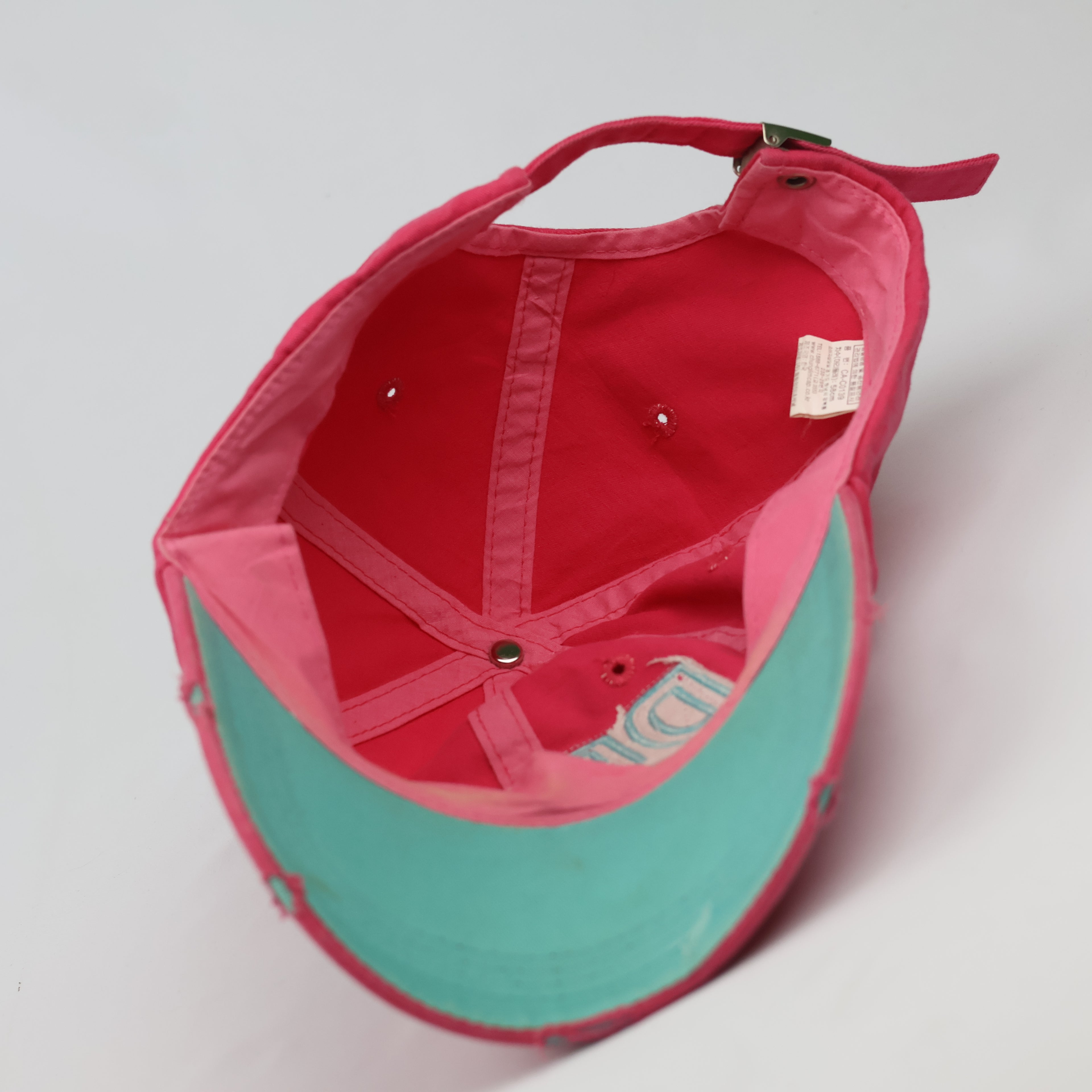 Thrifted Superdry Pink Sequin Patch Distressed Dad Hat