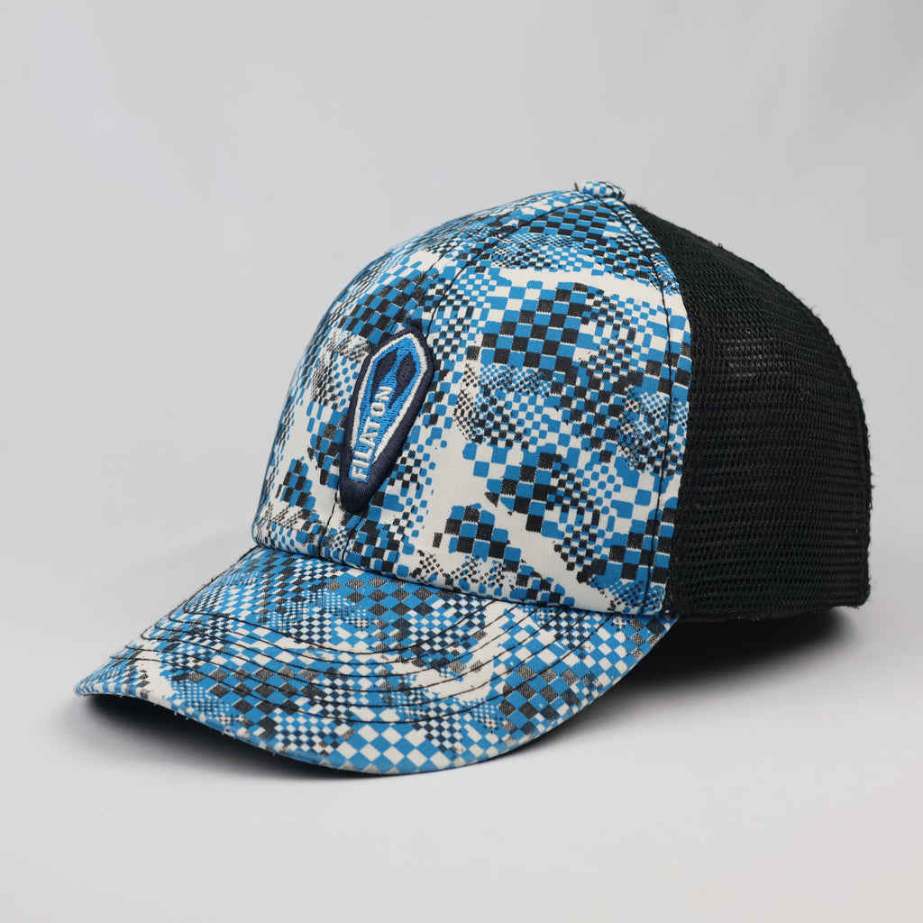 Thrifted Filaton Checker Print Black Mesh Trucker Cap