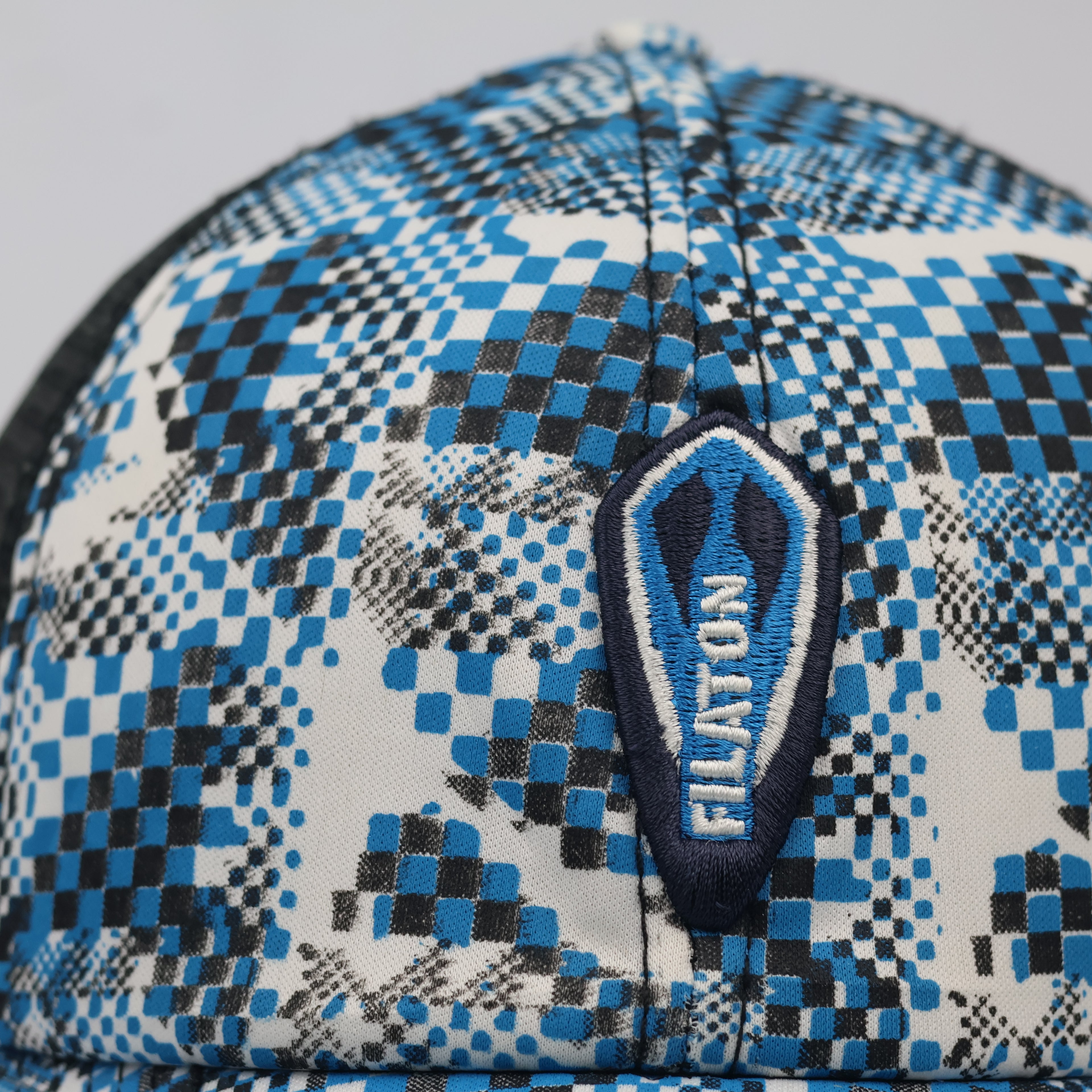 Thrifted Filaton Checker Print Black Mesh Trucker Cap