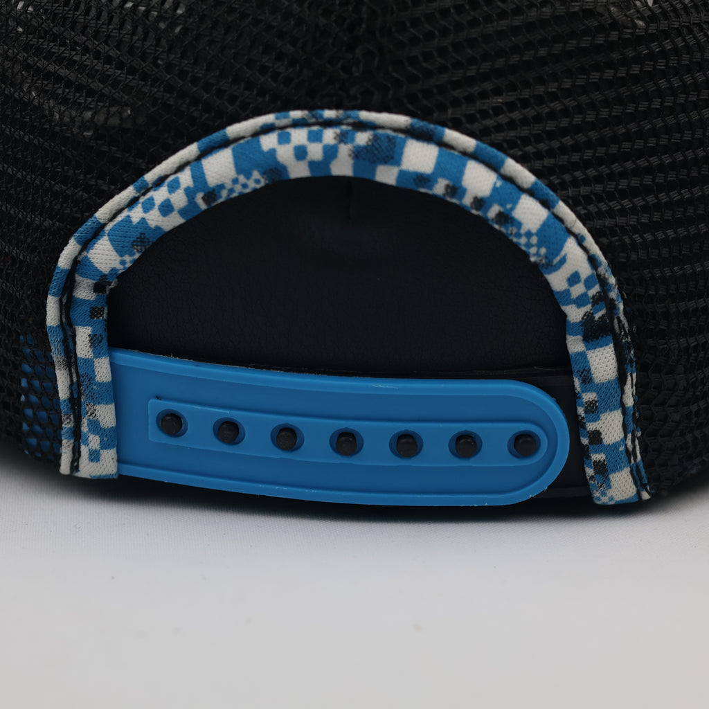 Thrifted Filaton Checker Print Black Mesh Trucker Cap