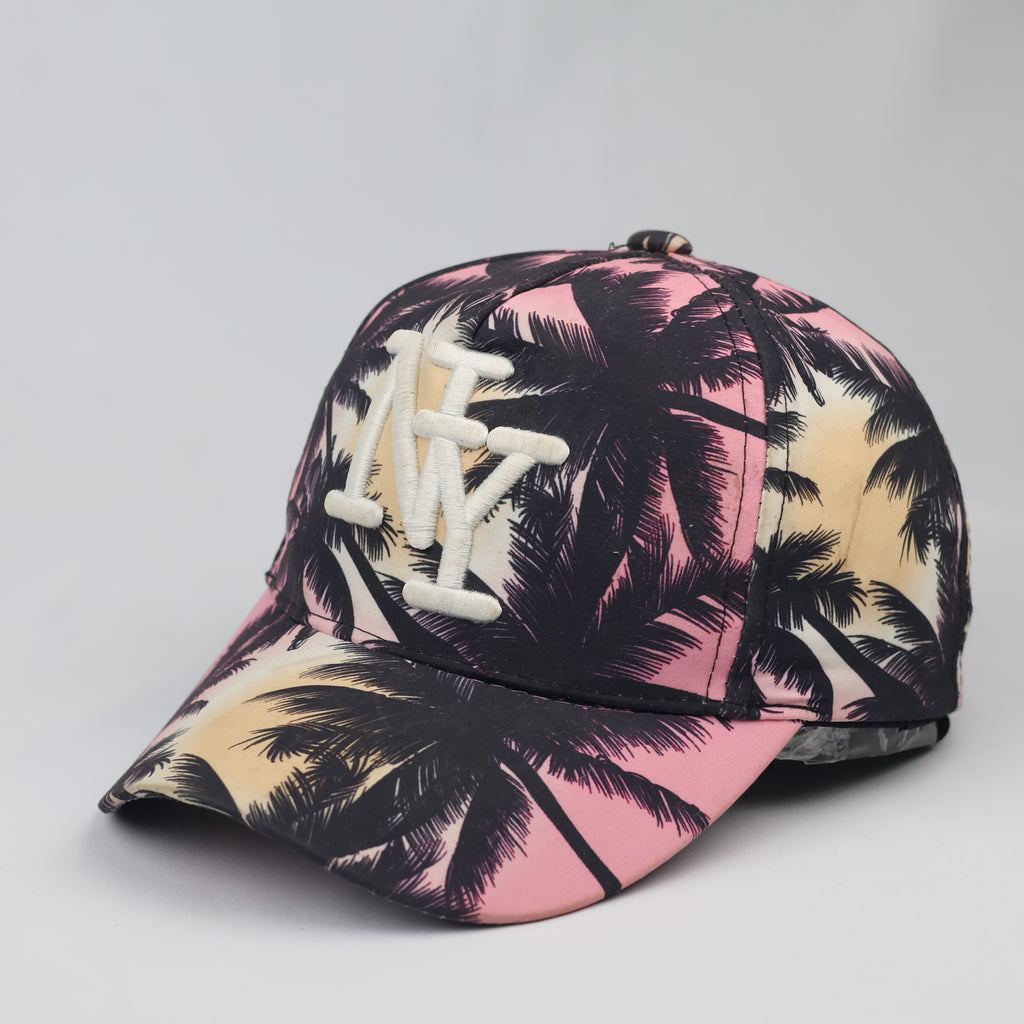 Thrifted NY New York Tropical Sunset Print Hat