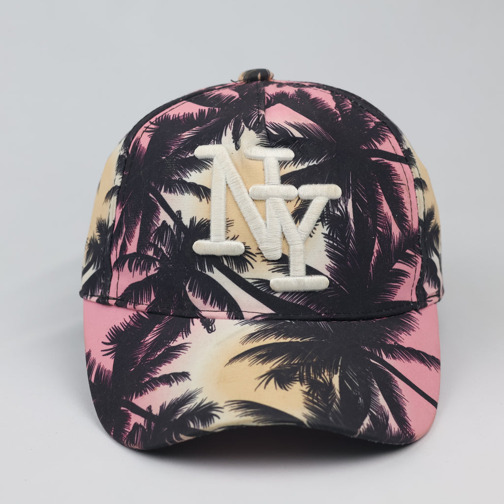 Thrifted NY New York Tropical Sunset Print Hat