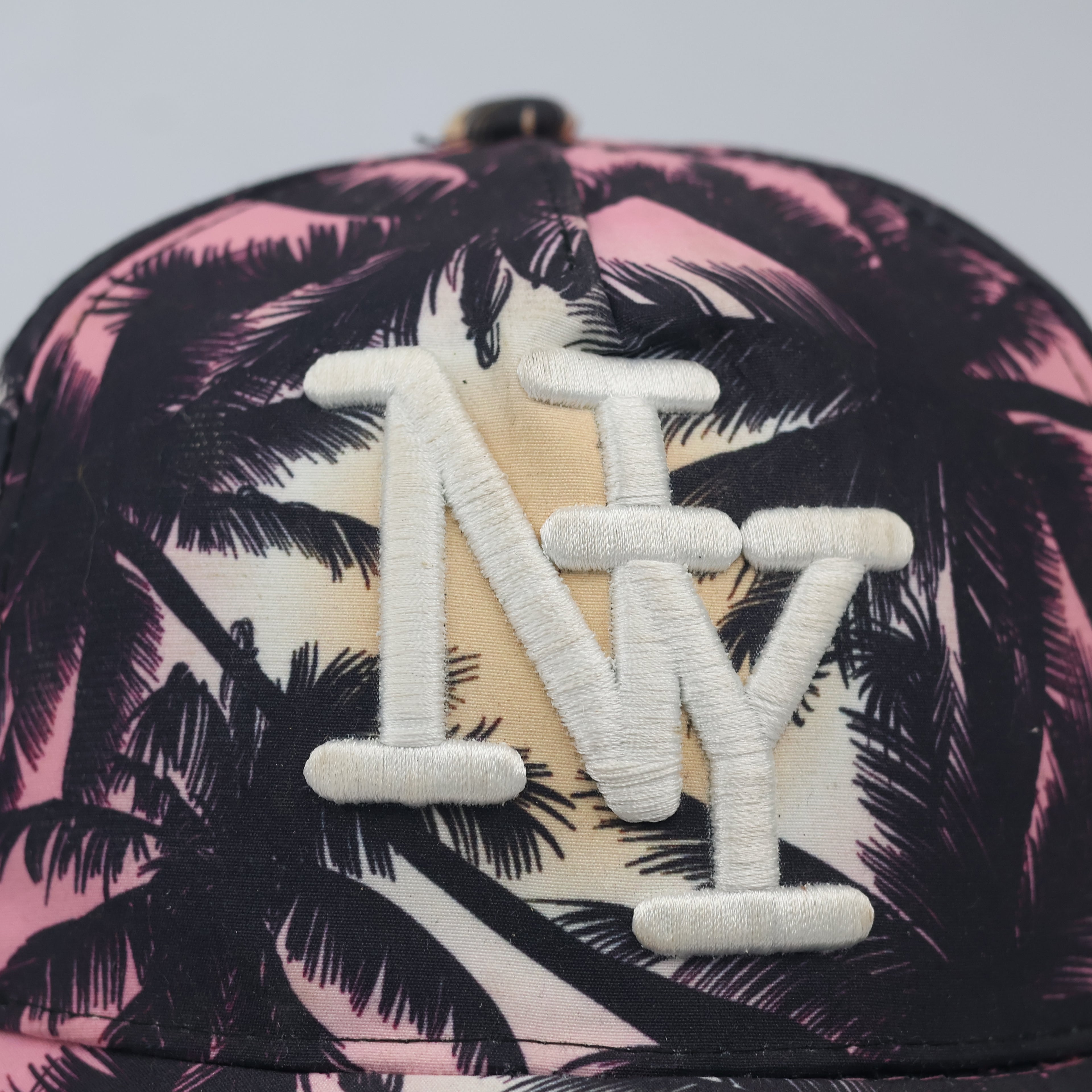 Thrifted NY New York Tropical Sunset Print Hat