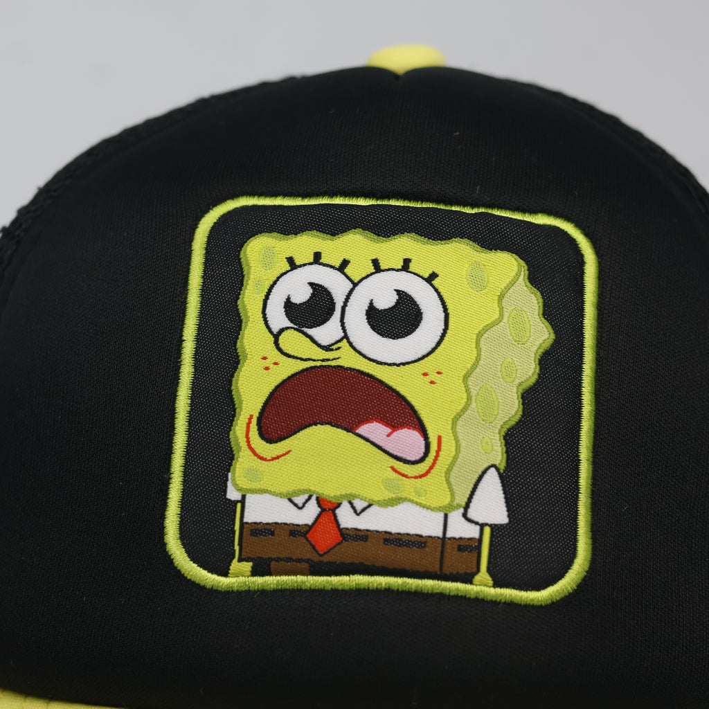 Thrifted SpongeBob Character Graphic Black Yellow Trucker Cap