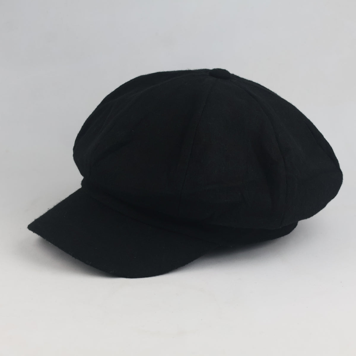 thrifted Vintage Baker Boy Hat Solid Black Cabbie Cap (57-59) | 10351