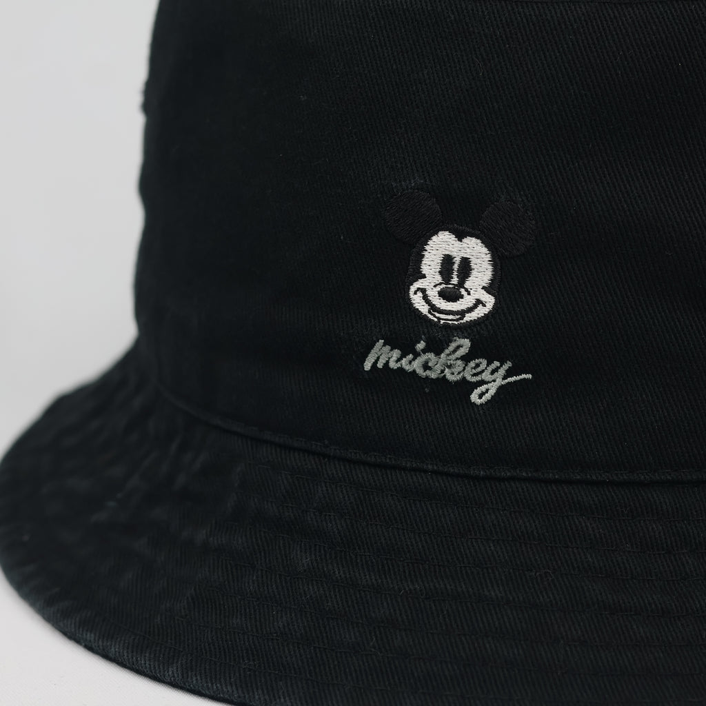 Thrifted Mickey Mouse Embroidered Black Cotton Bucket Cap