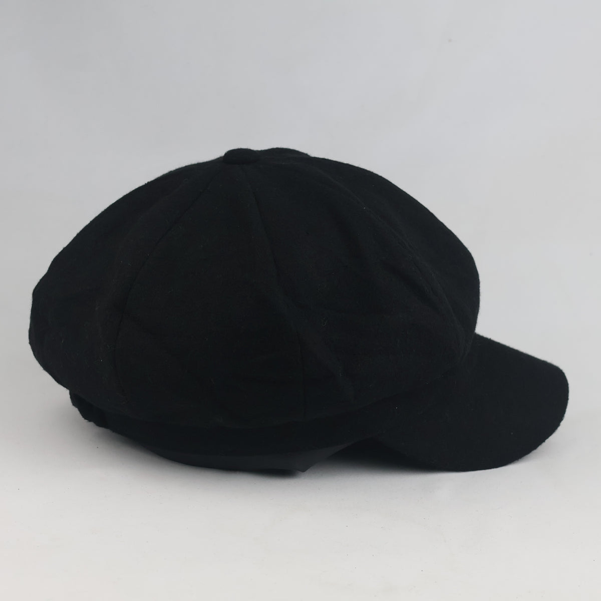 thrifted Vintage Baker Boy Hat Solid Black Cabbie Cap (57-59) | 10351