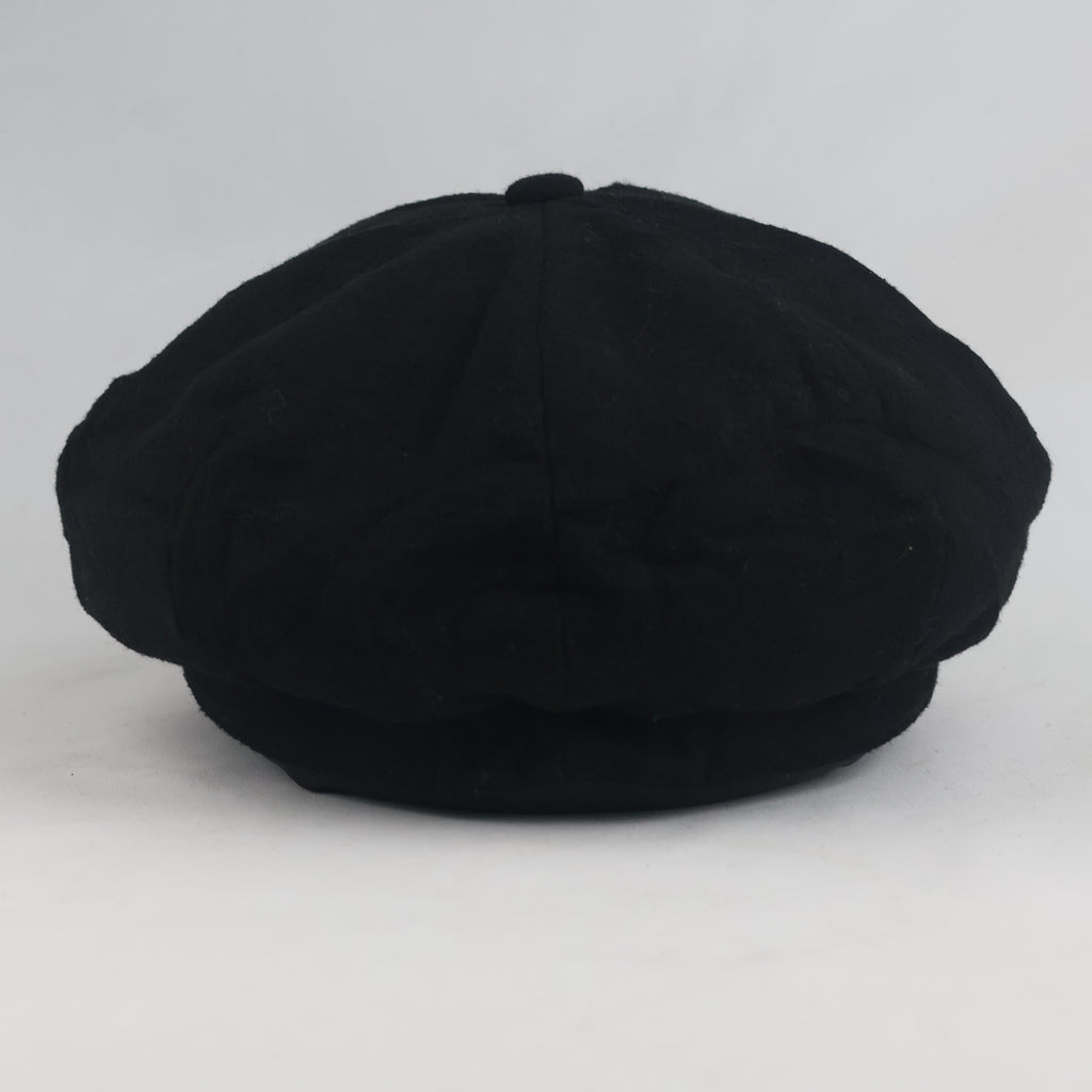 thrifted Vintage Baker Boy Hat Solid Black Cabbie Cap (57-59) | 10351