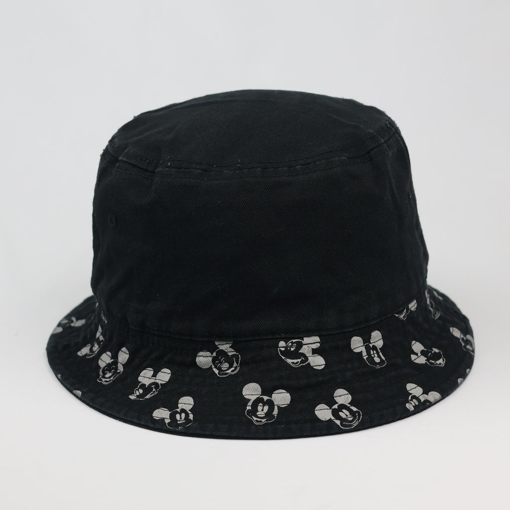 Thrifted Mickey Mouse Embroidered Black Cotton Bucket Cap