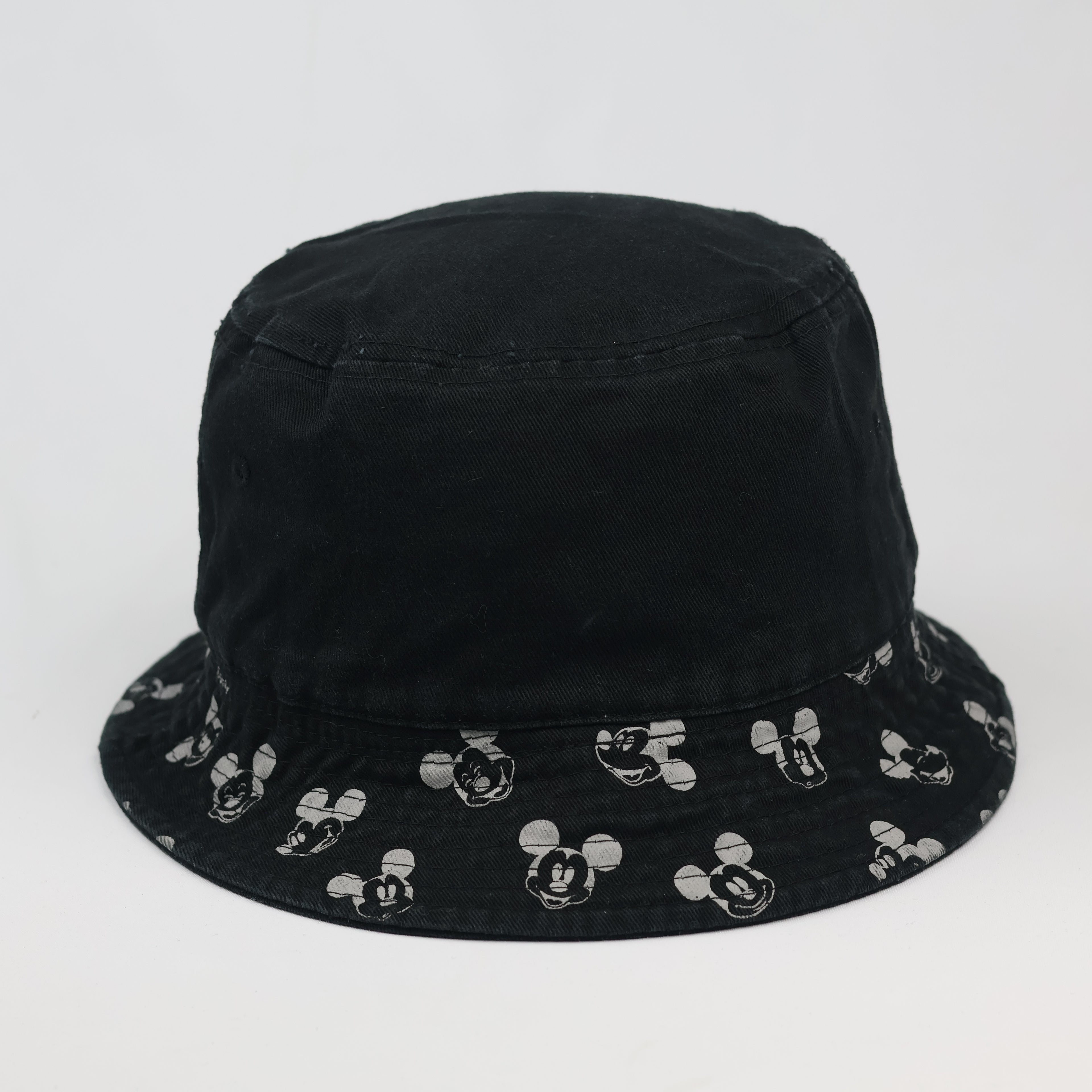 Thrifted Mickey Mouse Embroidered Black Cotton Bucket Cap