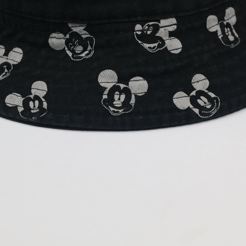 Thrifted Mickey Mouse Embroidered Black Cotton Bucket Cap