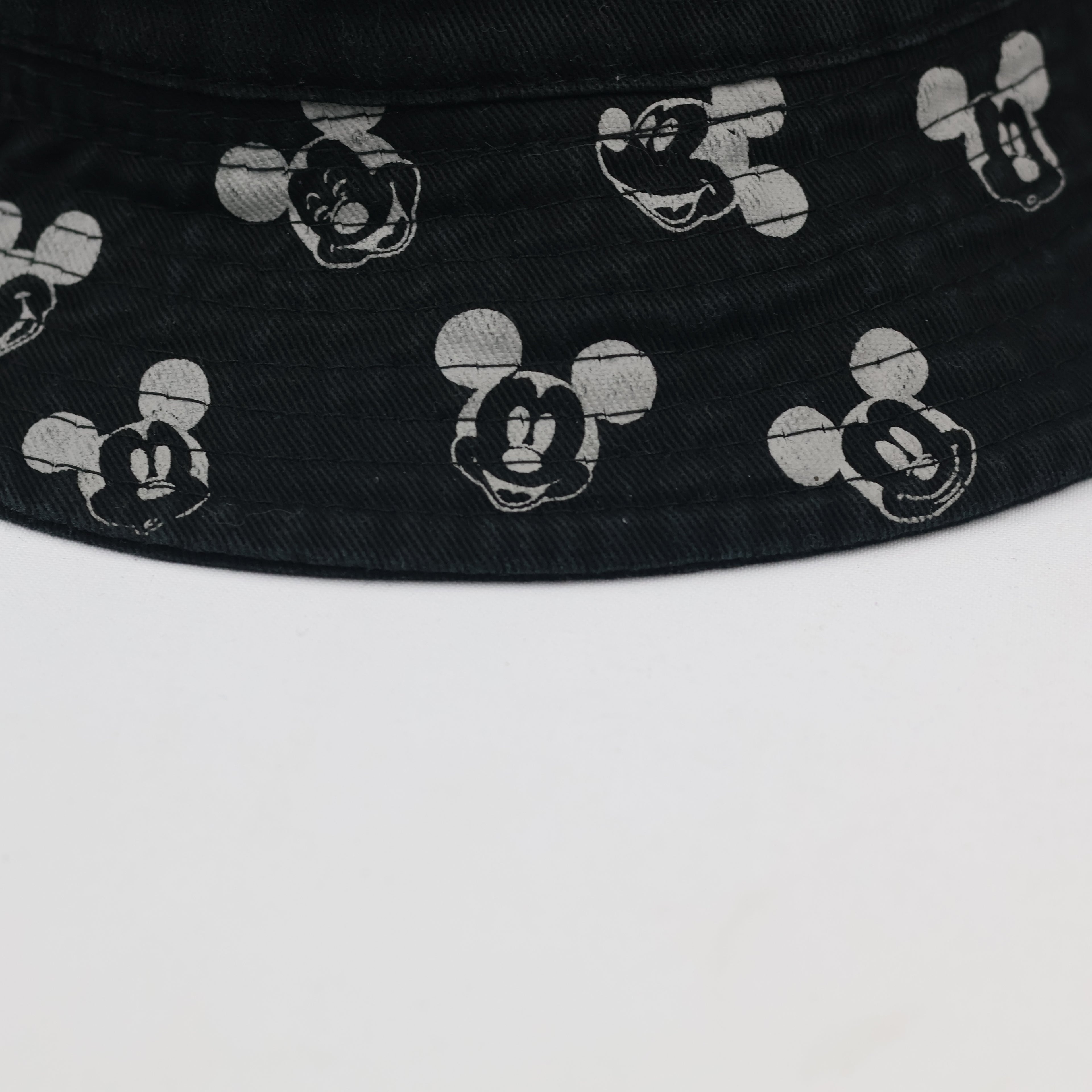 Thrifted Mickey Mouse Embroidered Black Cotton Bucket Cap