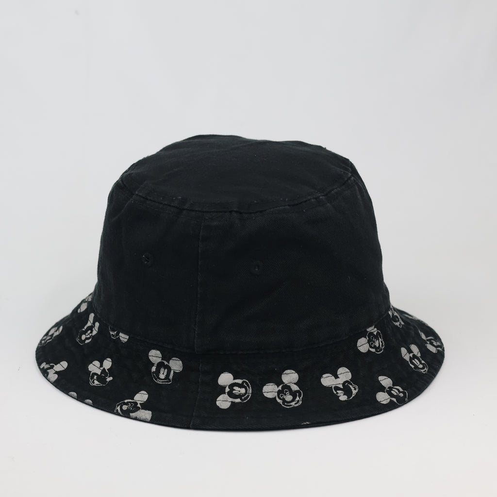 Thrifted Mickey Mouse Embroidered Black Cotton Bucket Cap
