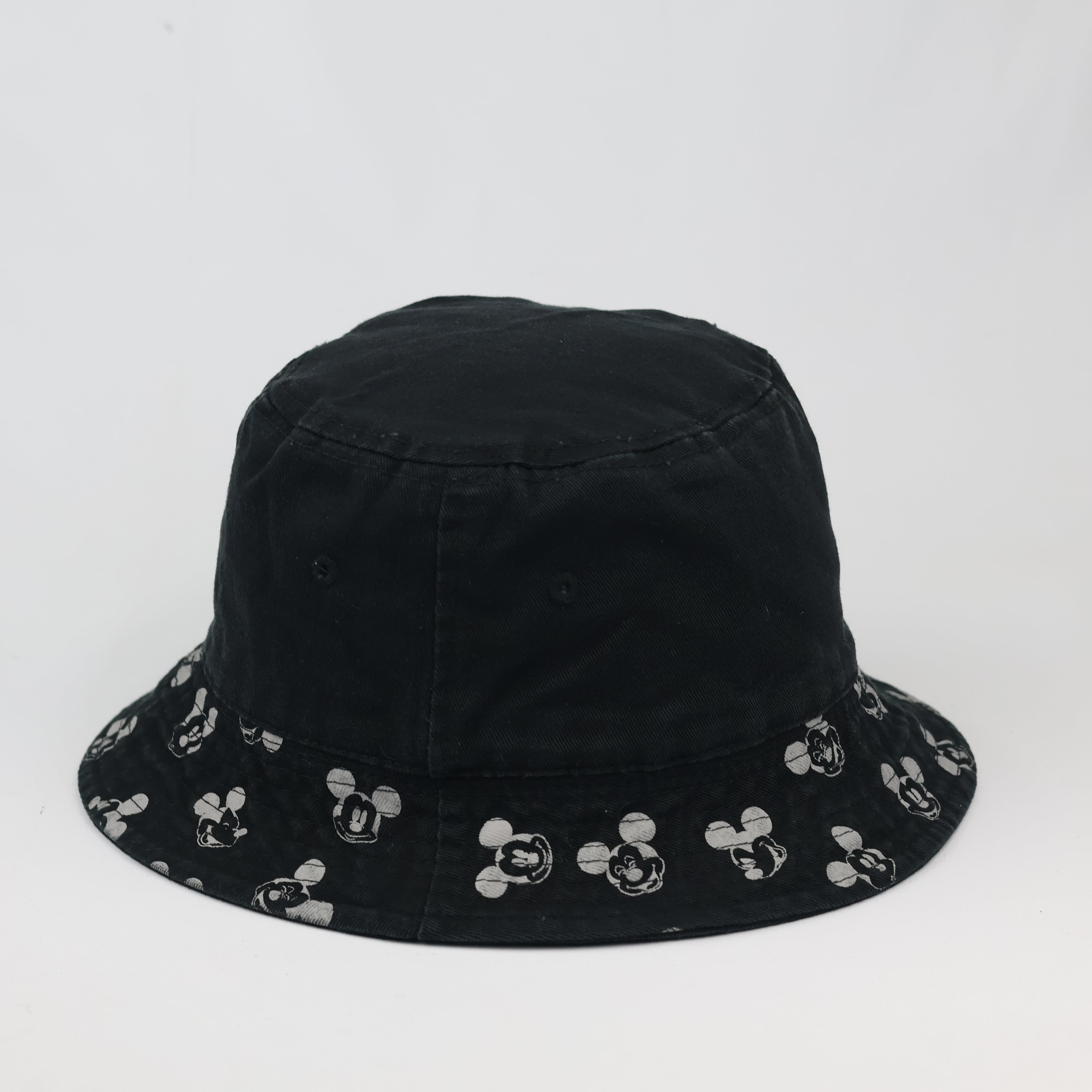 Thrifted Mickey Mouse Embroidered Black Cotton Bucket Cap