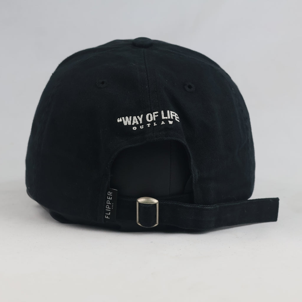 thrifted Retro Flipper Black Script Strapback Hat (58-60 cm) | 10336
