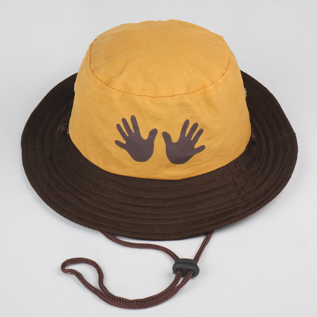 "Handprint" Graphic Kid's Boonie Hat - Yellow/Brown YOUTH Size (52-54cm)