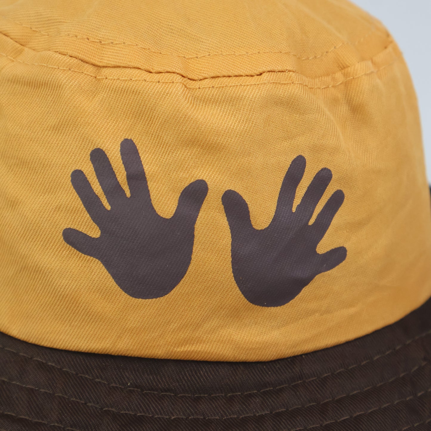 "Handprint" Graphic Kid's Boonie Hat - Yellow/Brown YOUTH Size (52-54cm)
